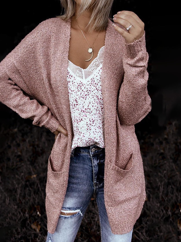 Casual Plain Sweater Cardigan Coat