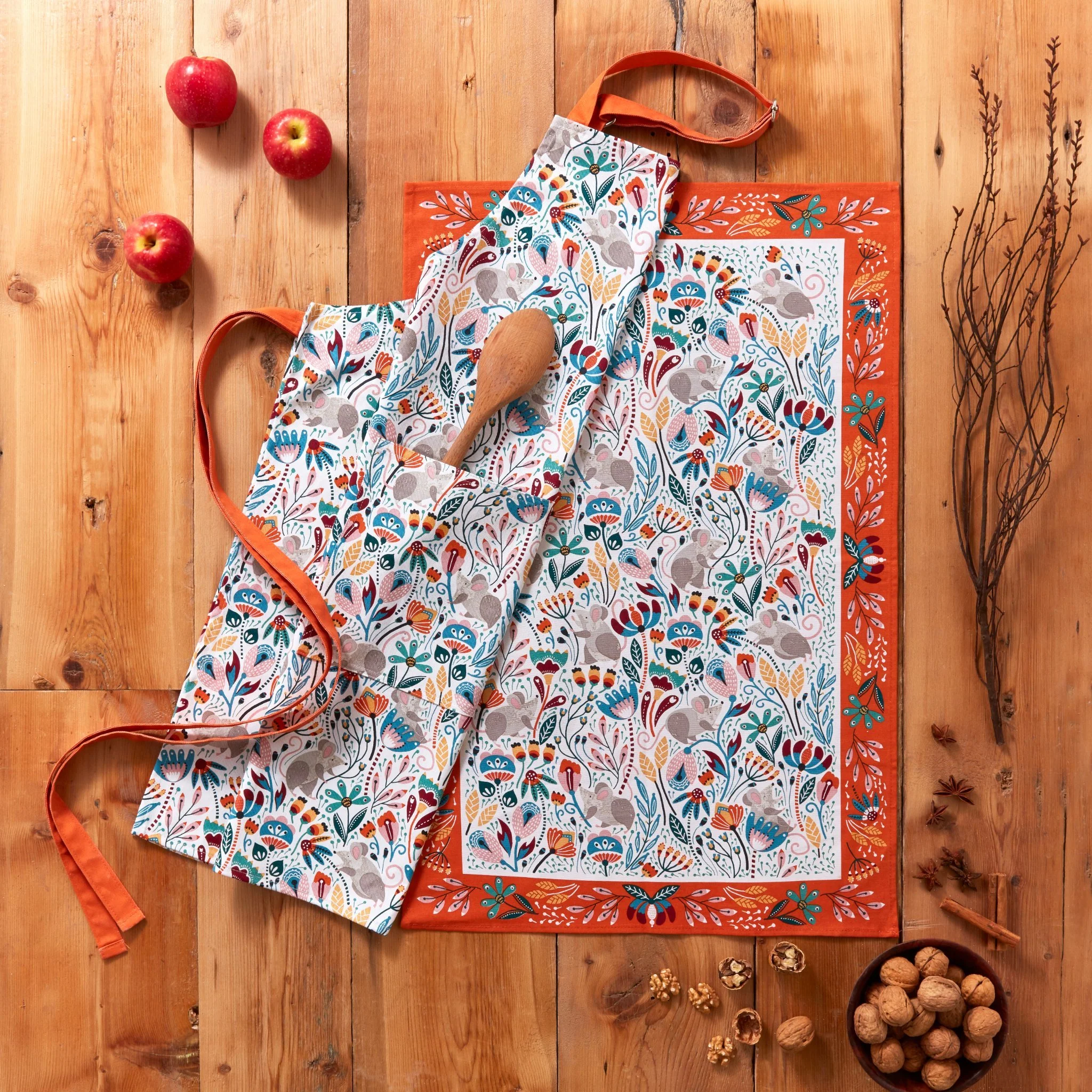 Field Mice Cotton Tea Towel in Blue