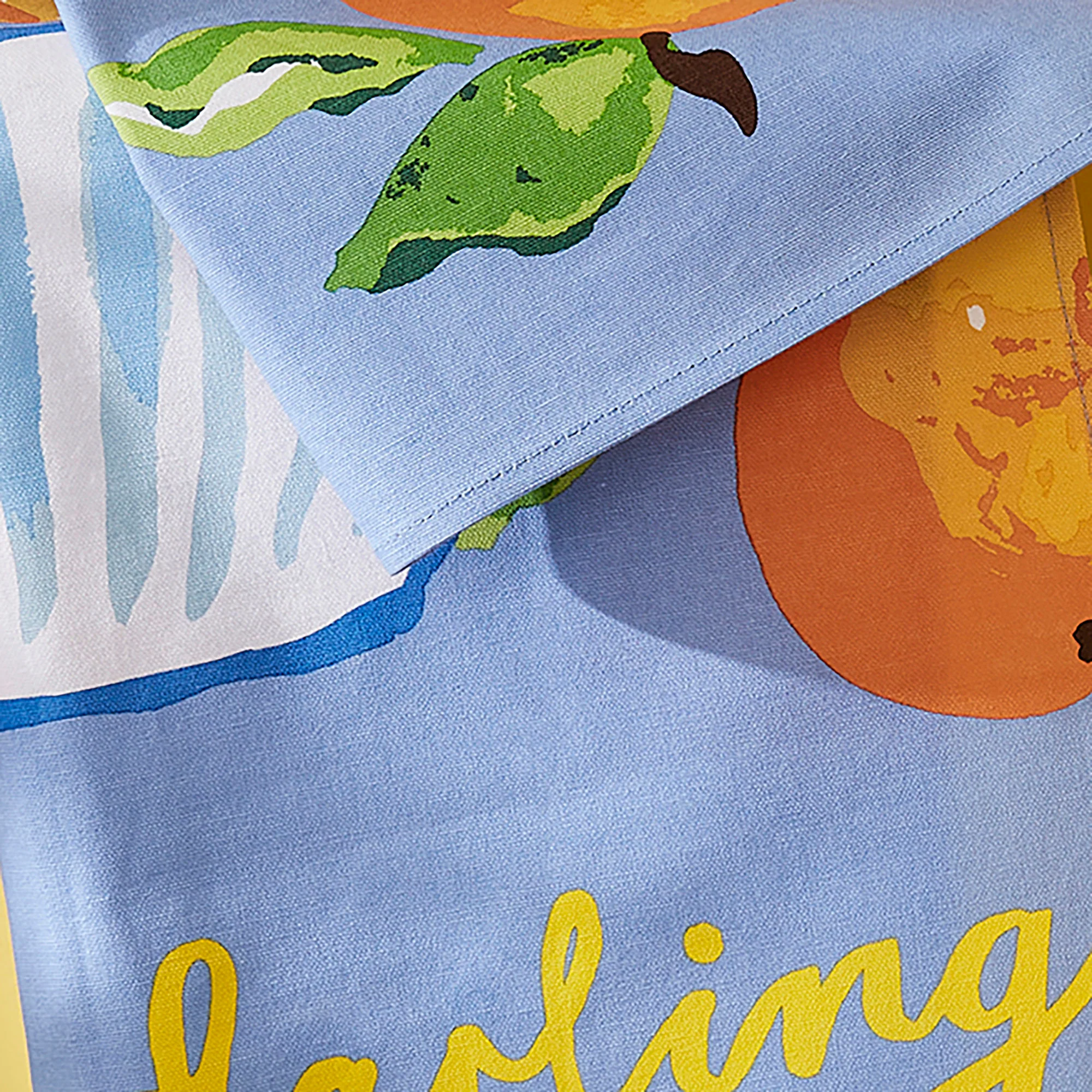 Summer Fruits Cotton Tea Towel in Blue