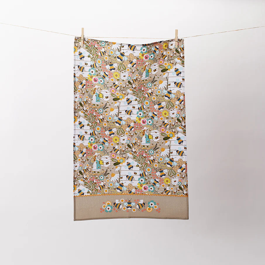 Bee Keeper Cotton Tea Towel in Natural