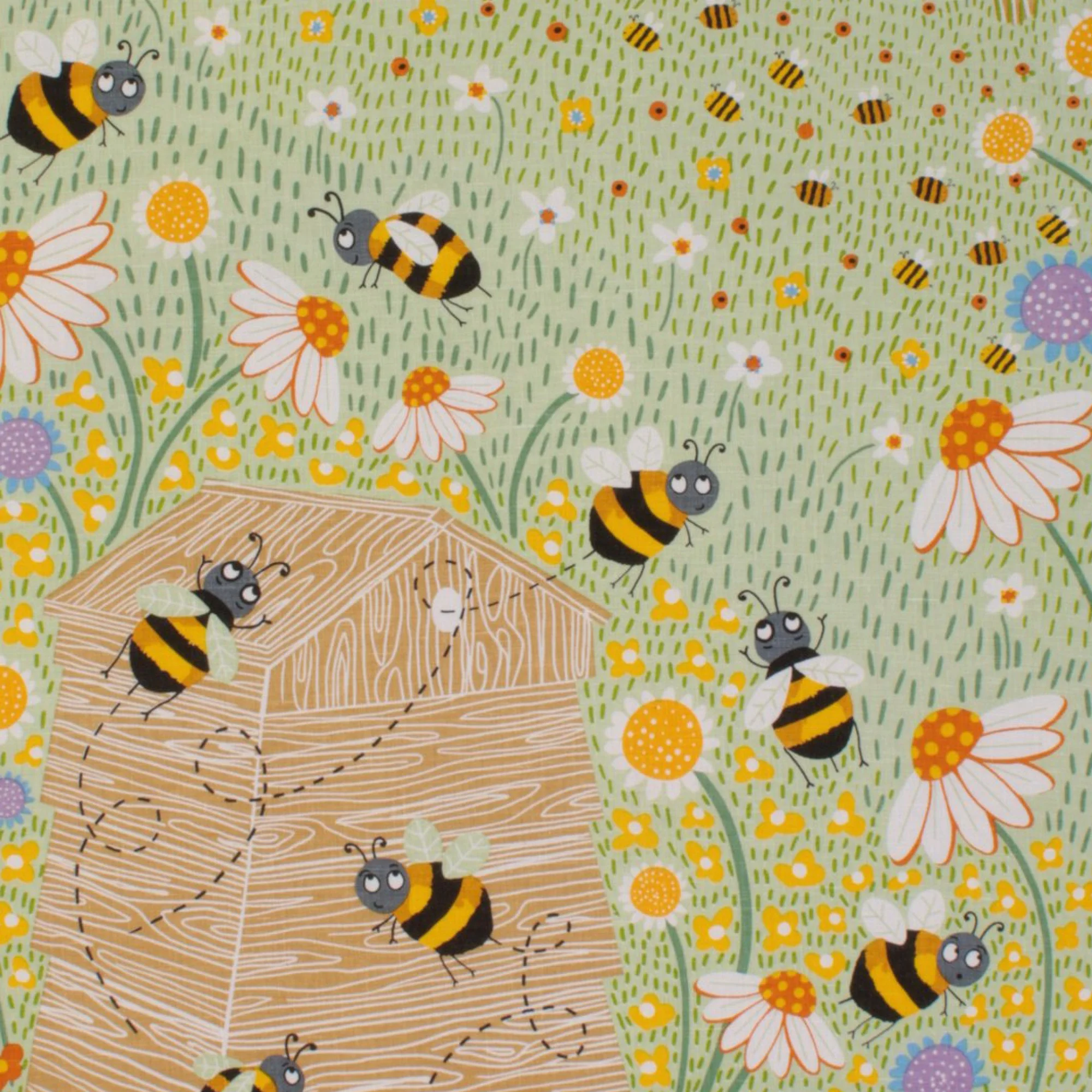 Bees Cotton Tea Towel in Multicolour