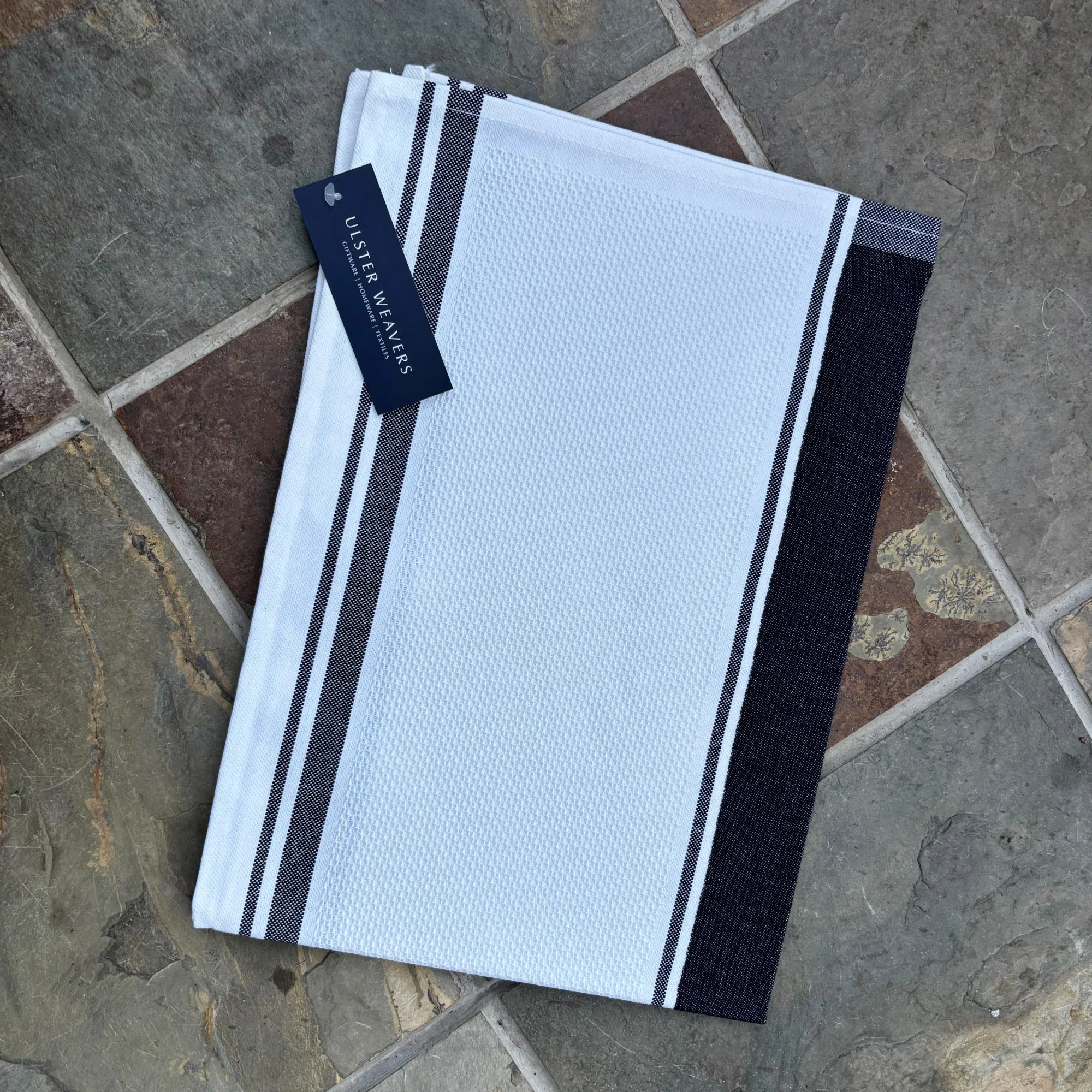 Waffle Cotton Tea Towel in Black