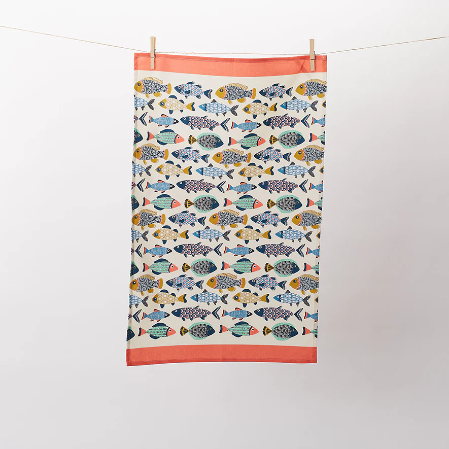 Aquarium Cotton Tea Towel in Blue