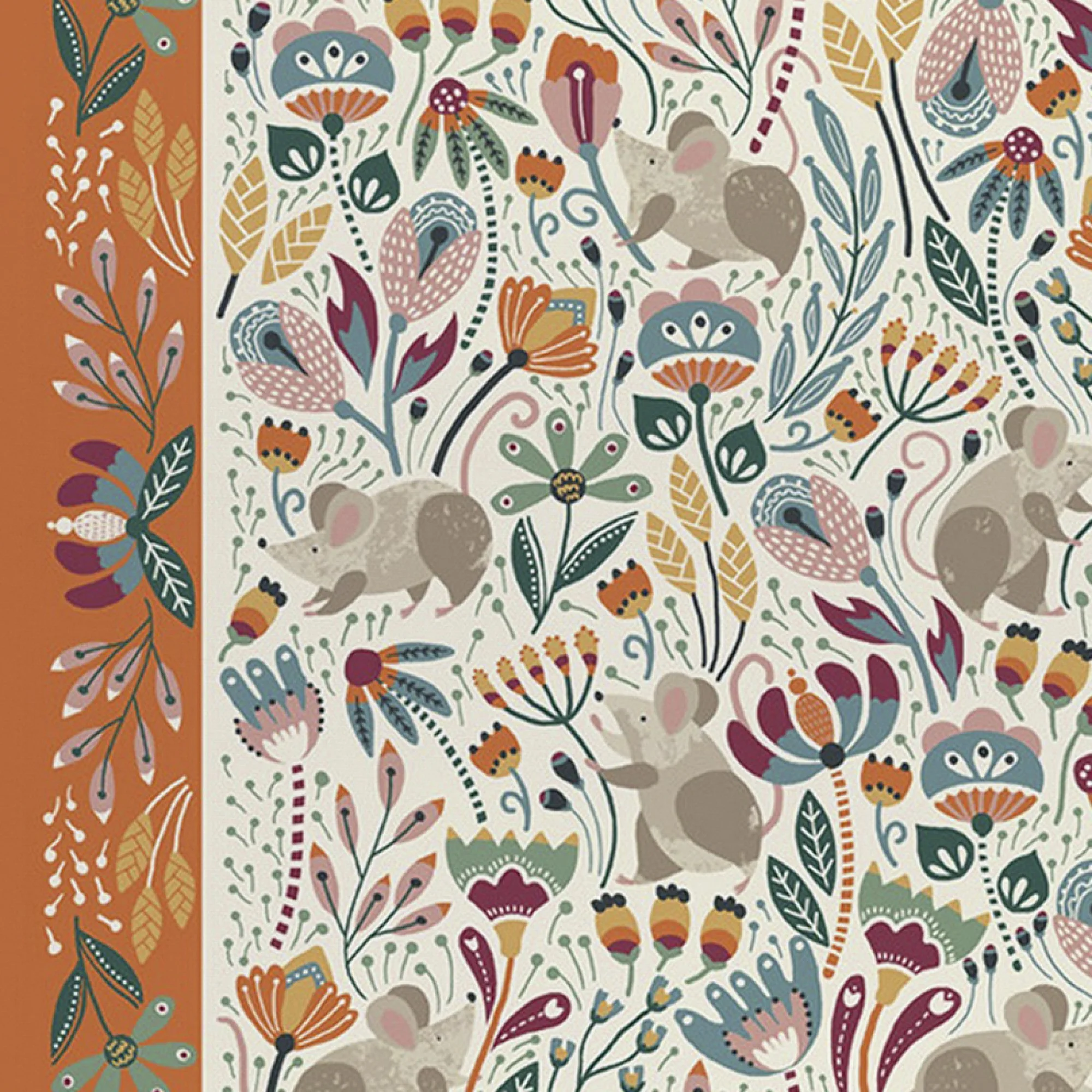 Field Mice Cotton Tea Towel in Blue