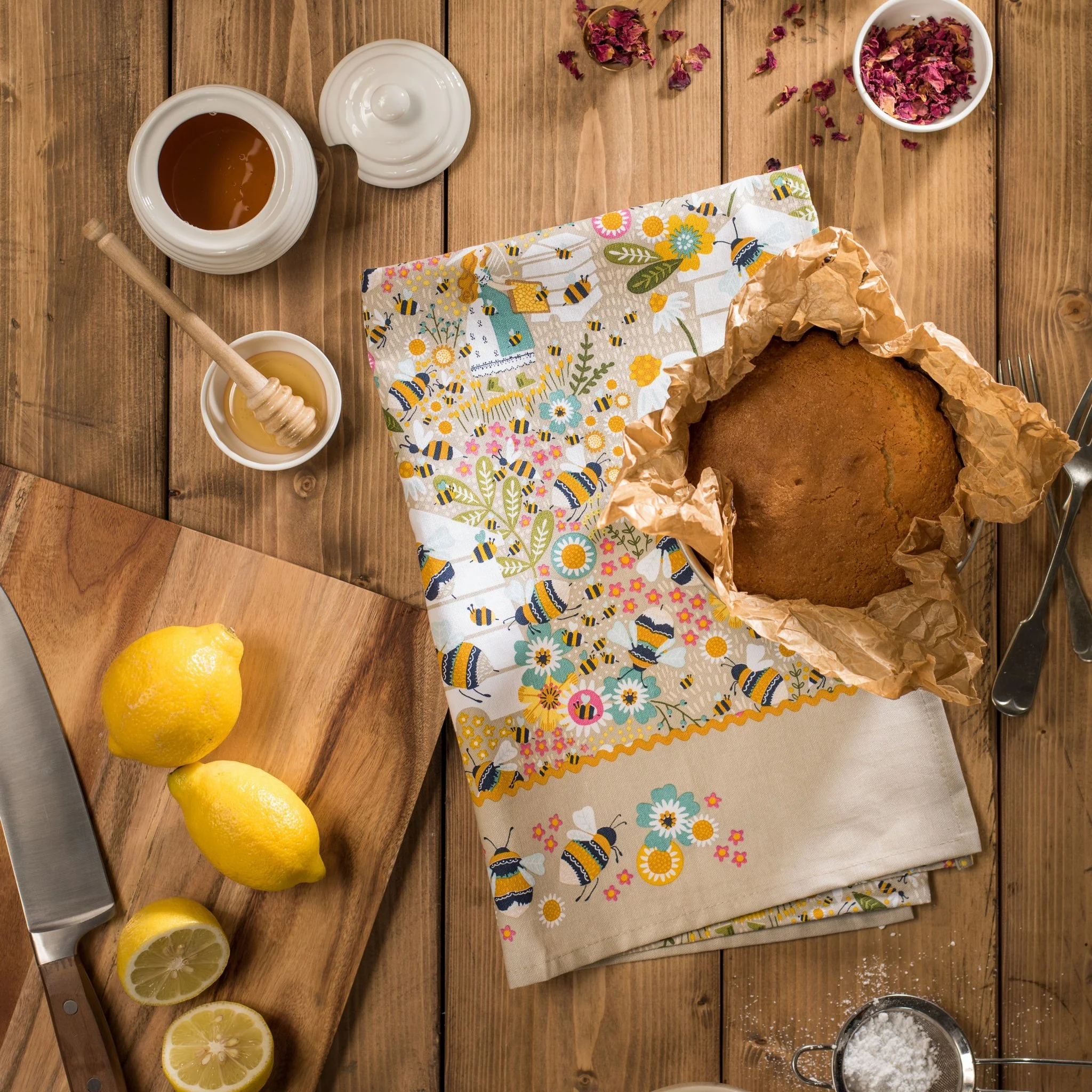 Bee Keeper Cotton Tea Towel in Natural