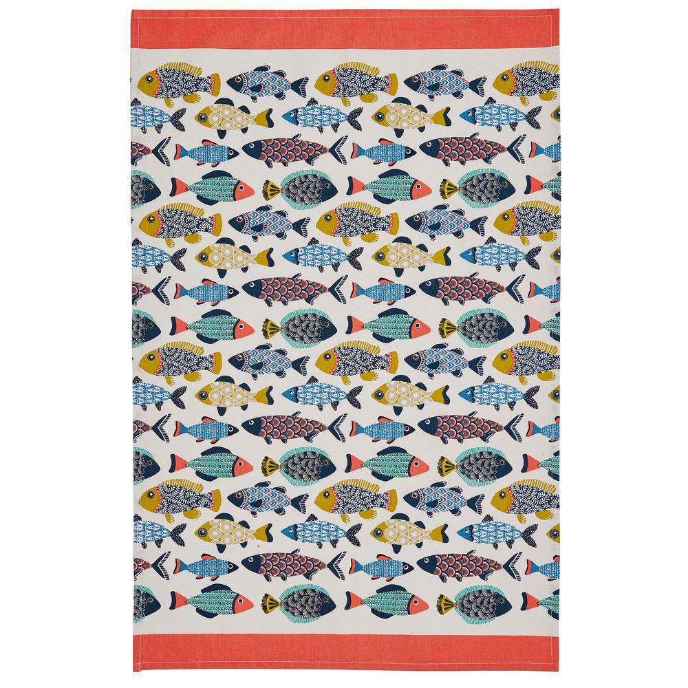 Aquarium Cotton Tea Towel in Blue