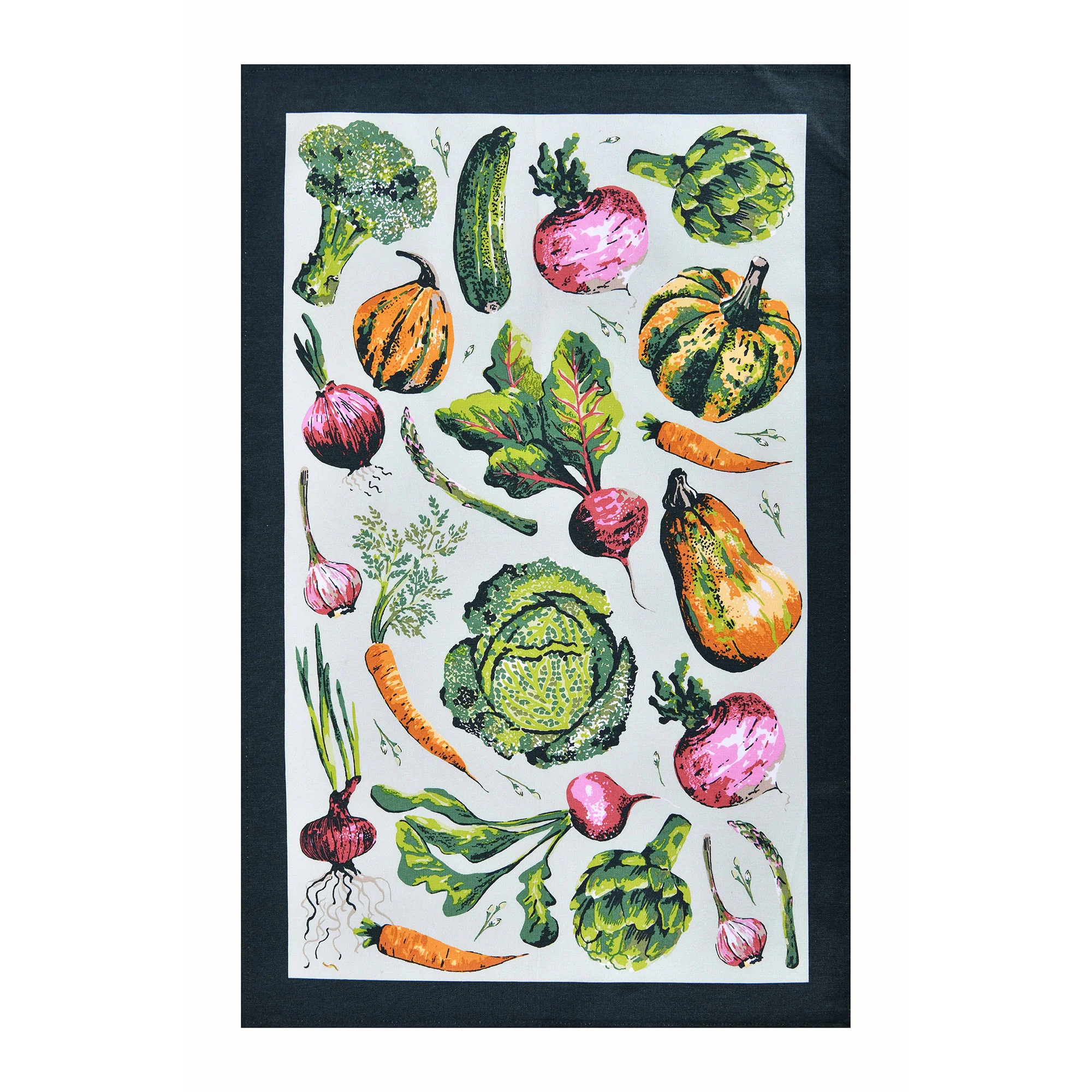 Vegetable Medley Cotton Tea Towel in Multicolour