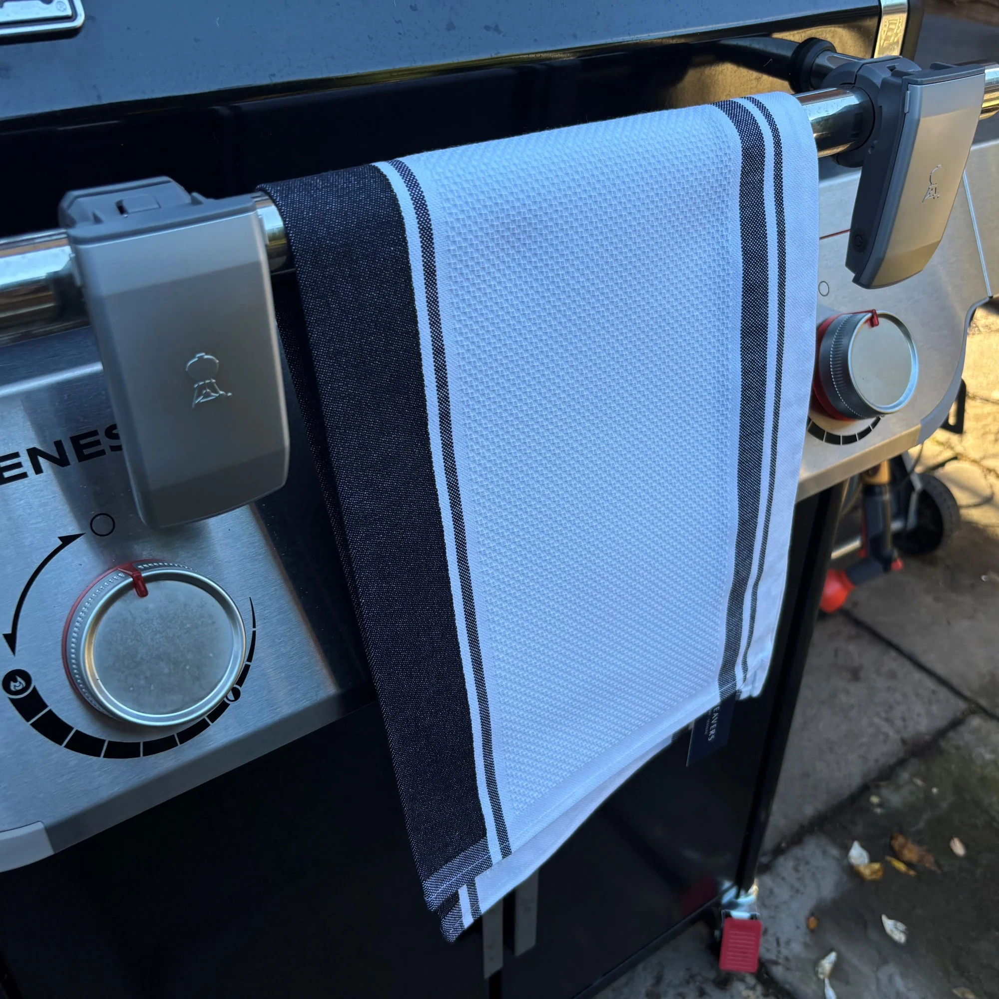 Waffle Cotton Tea Towel in Black