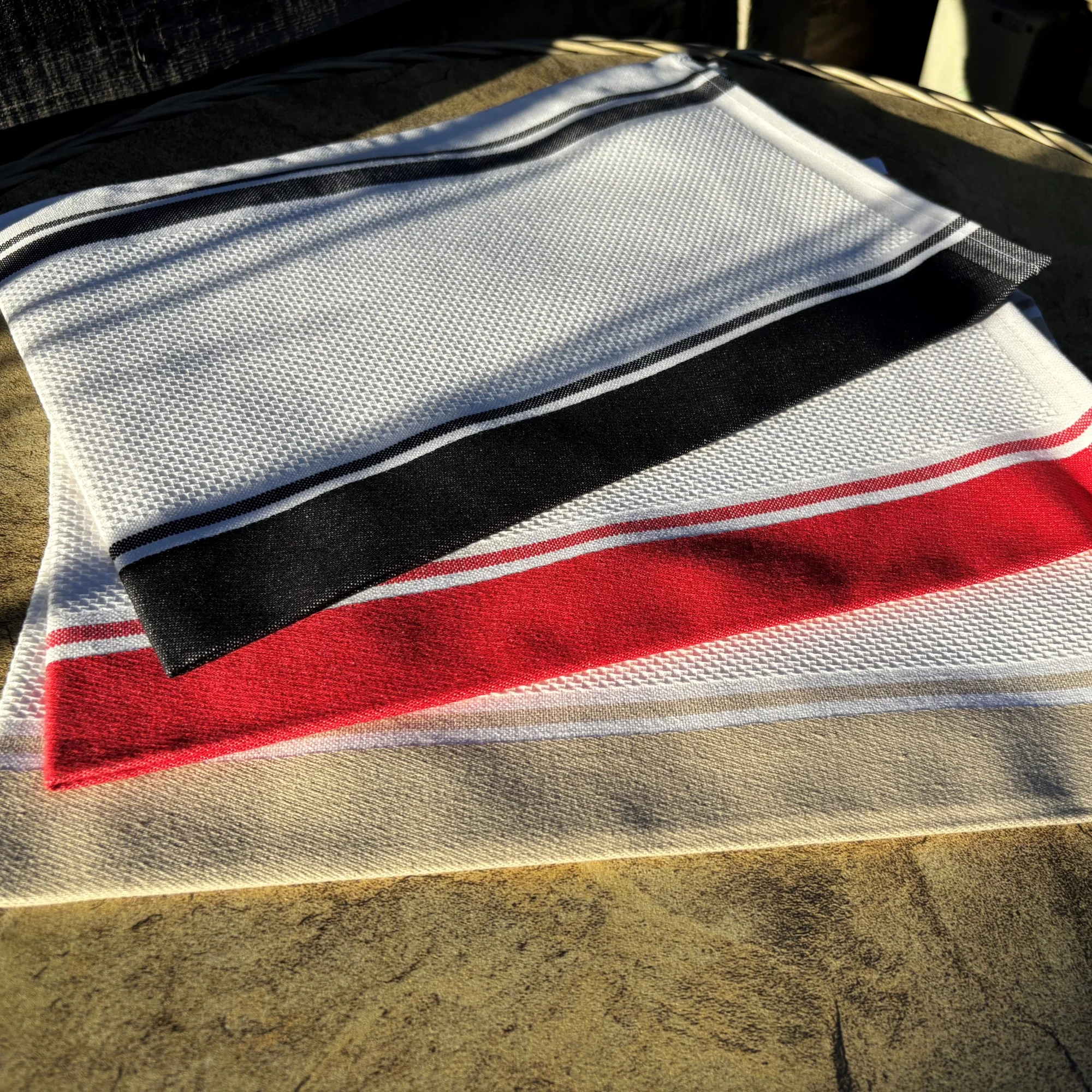 Waffle Cotton Tea Towel in Black