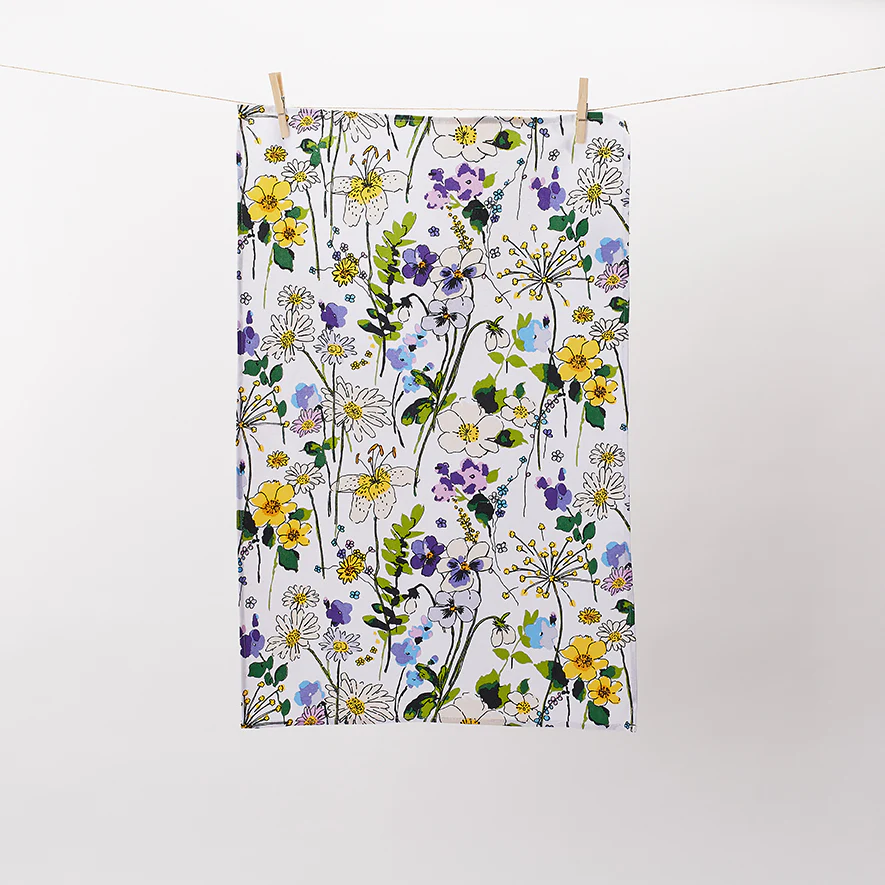 Wildflowers Cotton Tea Towel in Multicolour