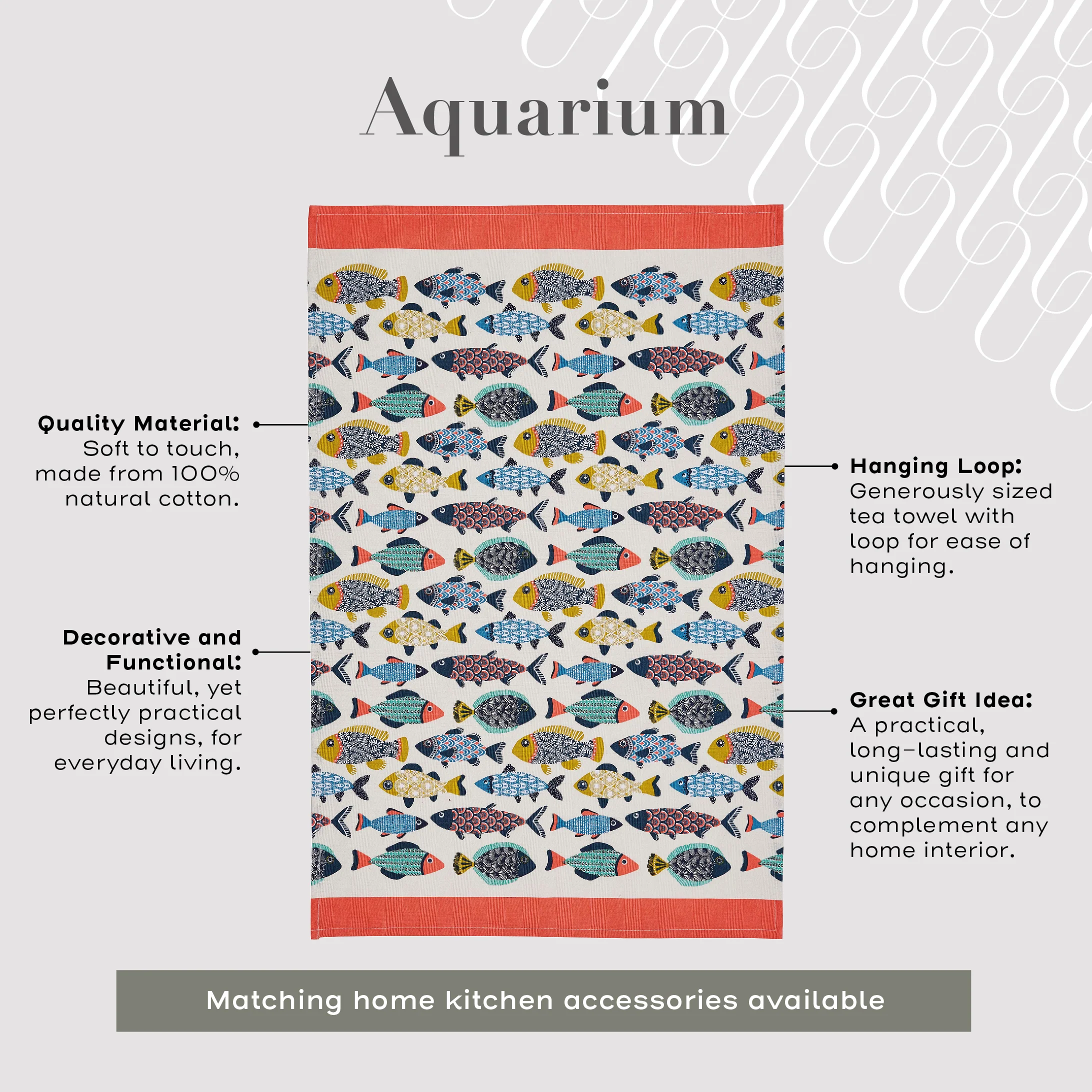 Aquarium Cotton Tea Towel in Blue