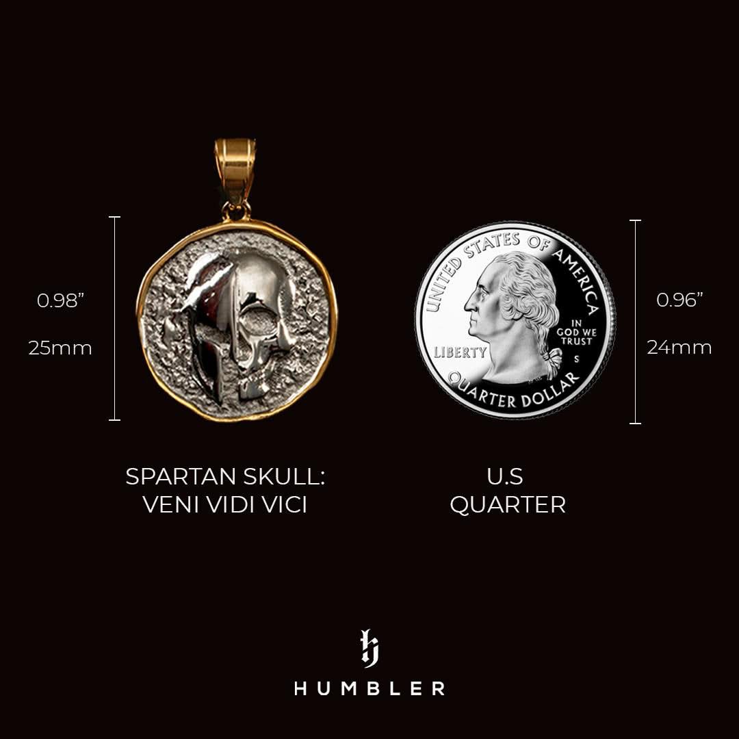 Spartan Skull Veni Vidi Vici Coin Pendant
