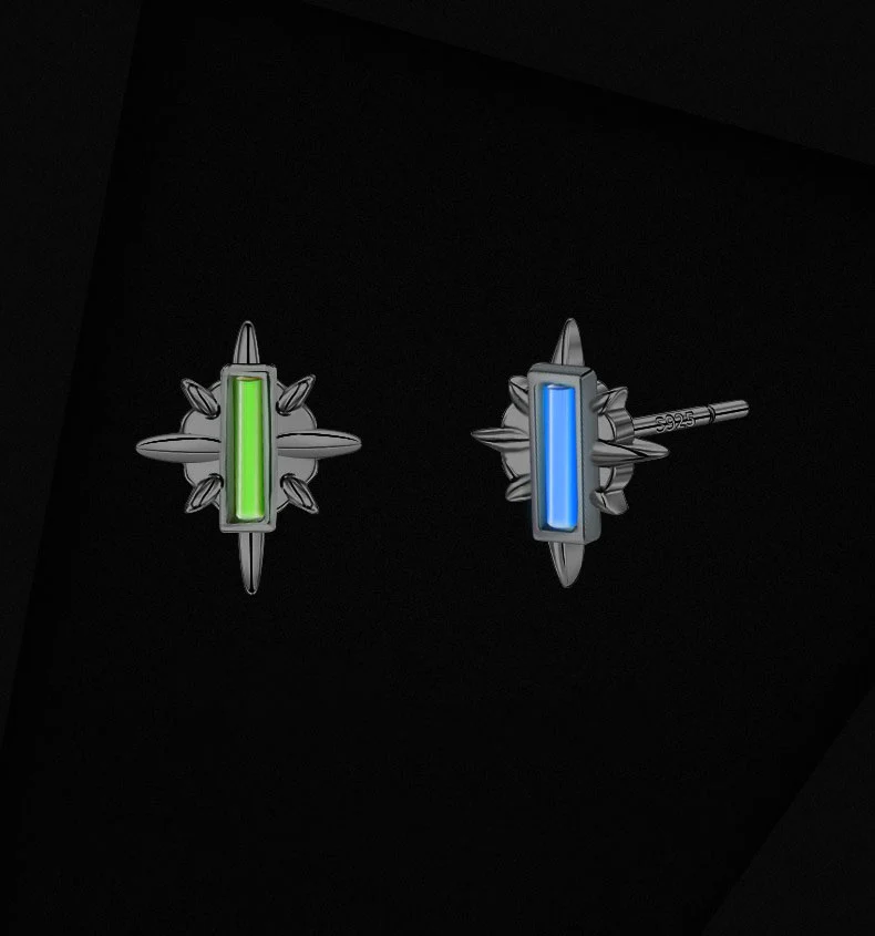 Tritium & Silver Starburst Stud Earrings