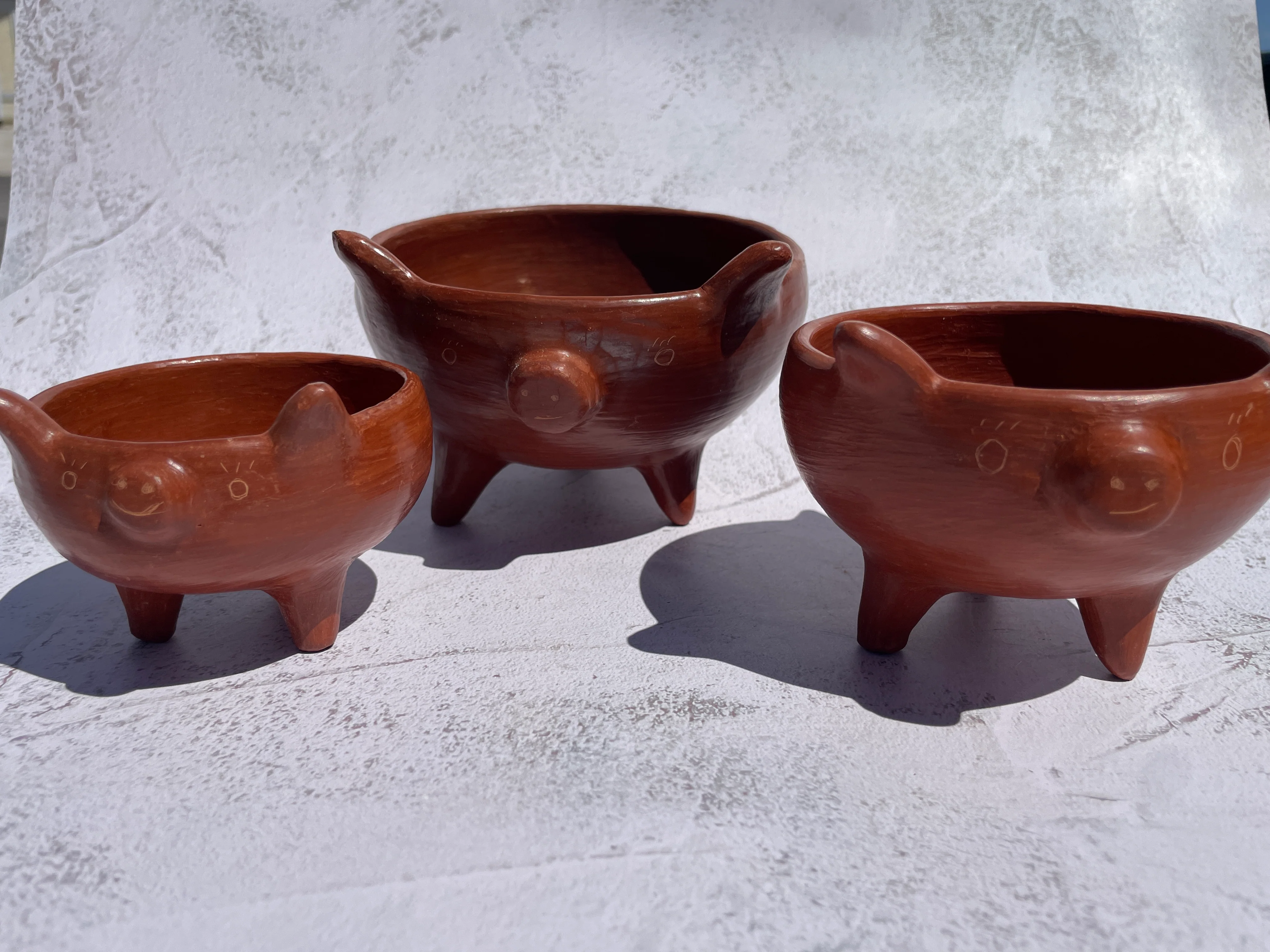 Oaxaca Red Clay Piggy Bowl Salsero Marranito Barro Rojo Marranito Bowl Chochinito Bowl