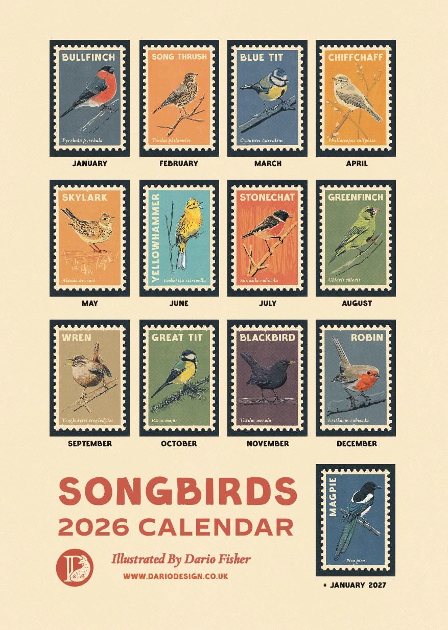 Songbirds - 2026 retro illustrated calendar