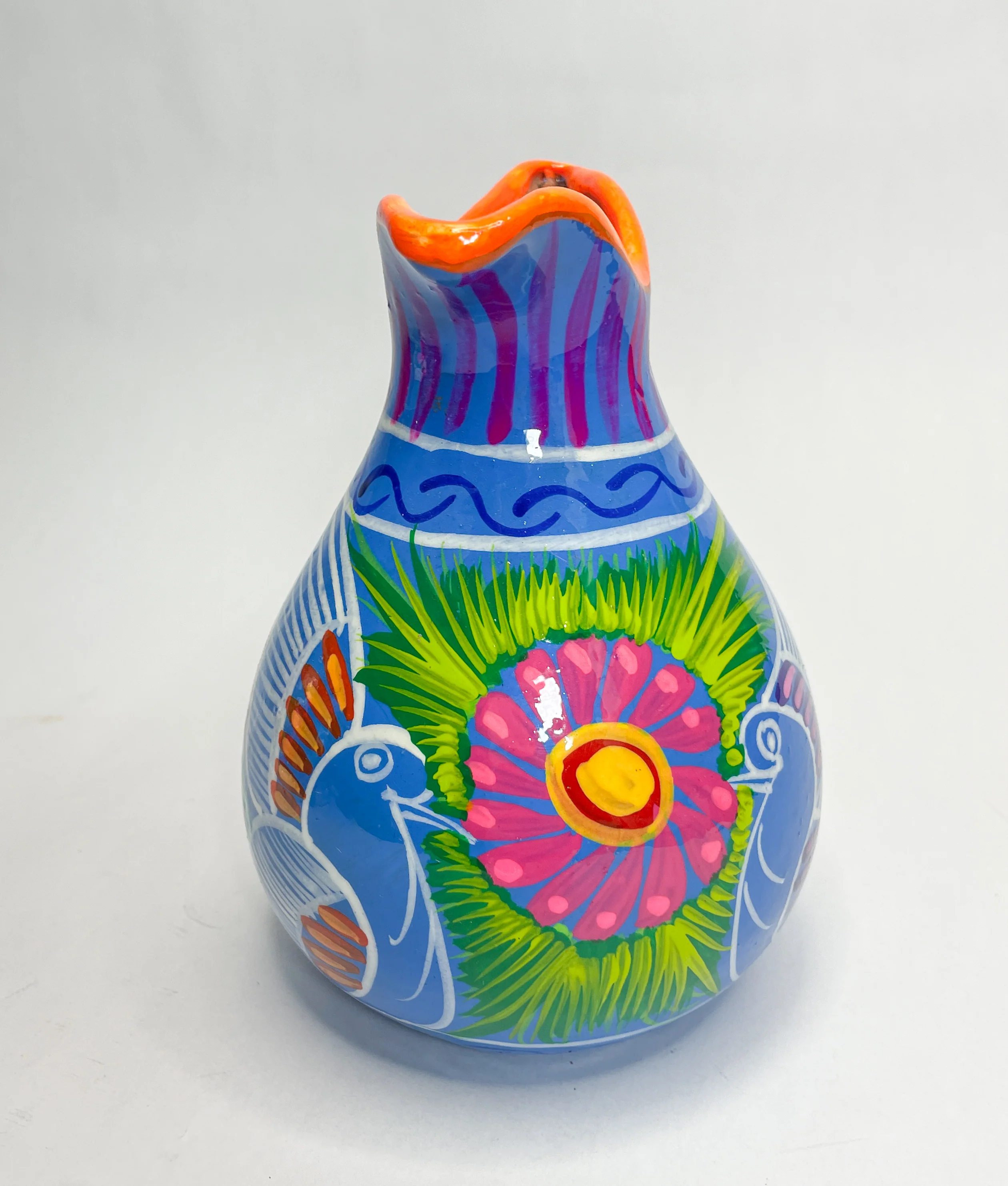 Guerrero Mexican Clay Pitcher Water Pitcher Mexican Clay Pottery Mexican Clay Art Handpainted