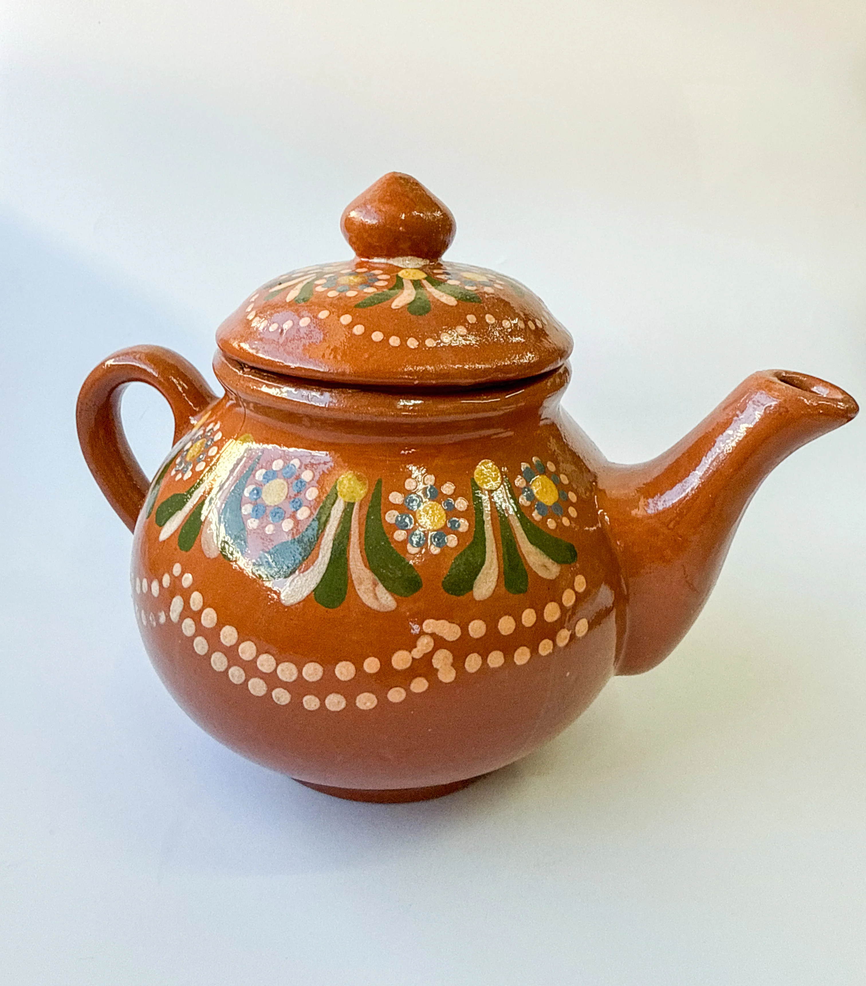 Michoacan Mexican Tea Pot Tetera de Barro Lead Free Pottery Tea Pot Mexican Clay Pot