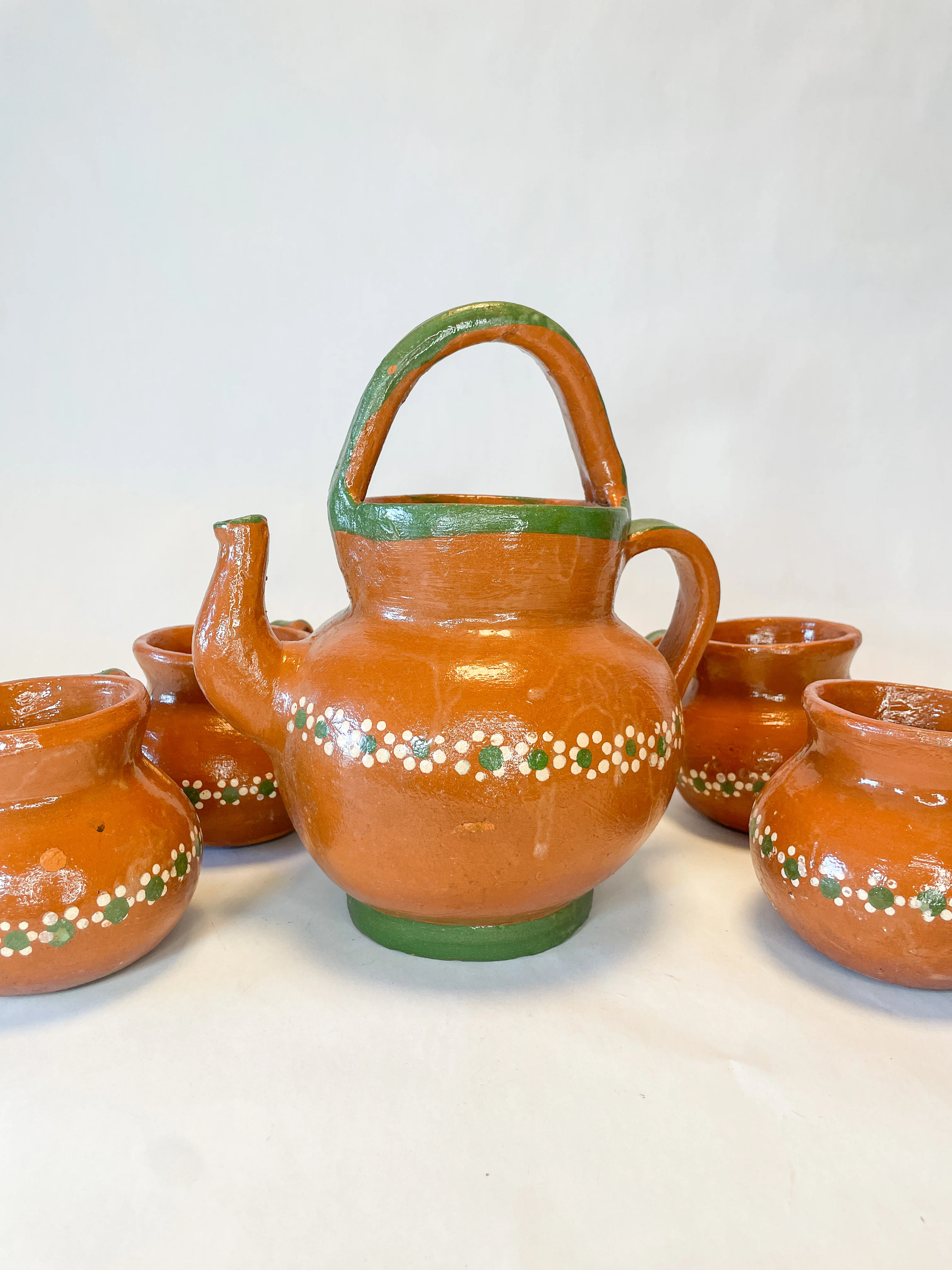 Tonala Mexican Tea Pot Tetera de Barro Lead Free Pottery Tea Pot Mexican Clay Pot