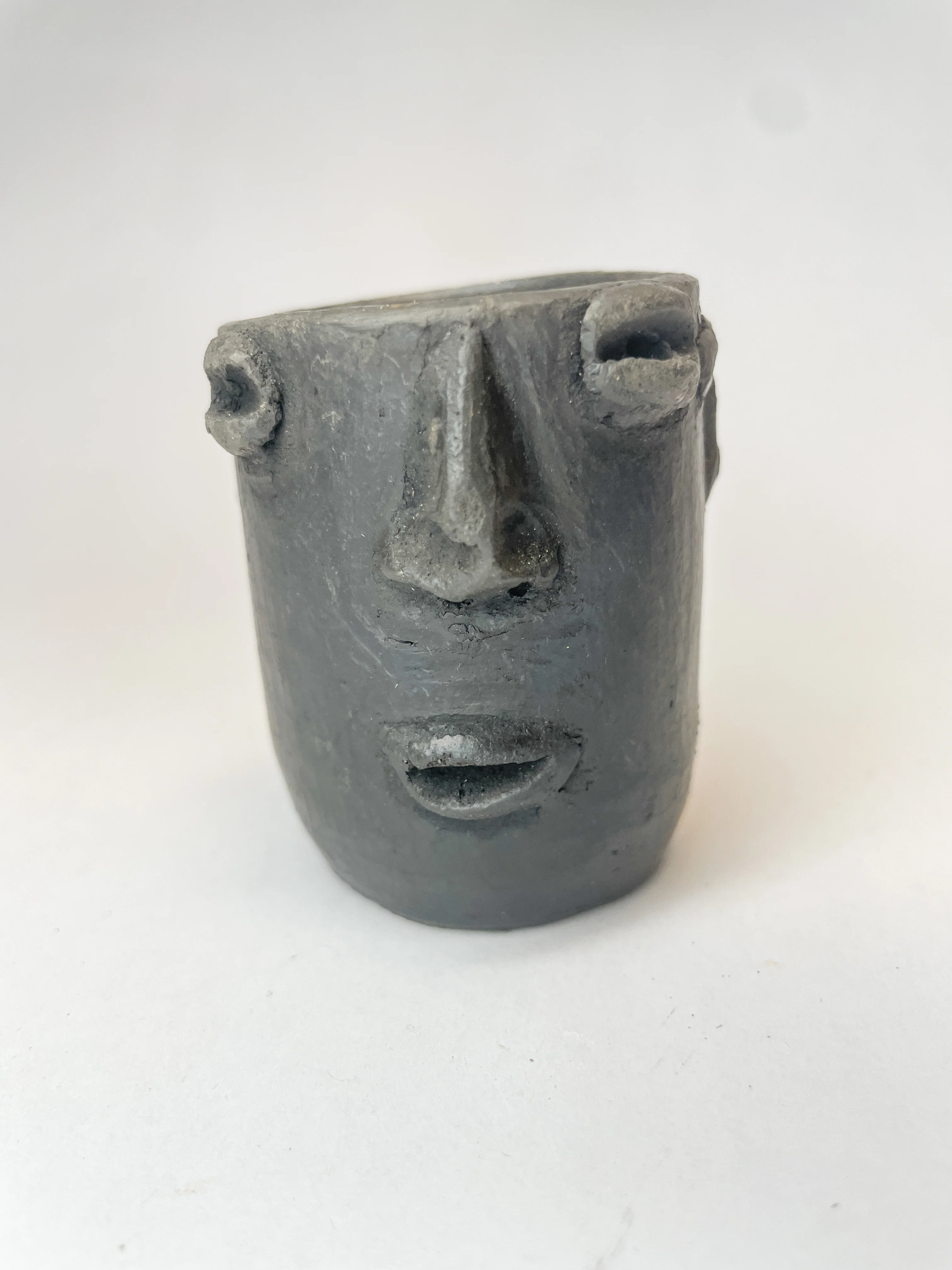 Oaxaca Face Tequileros Set of 2 Vasos de Cara Mexican Clay Cups Oaxaca Pottery Mezcaleros