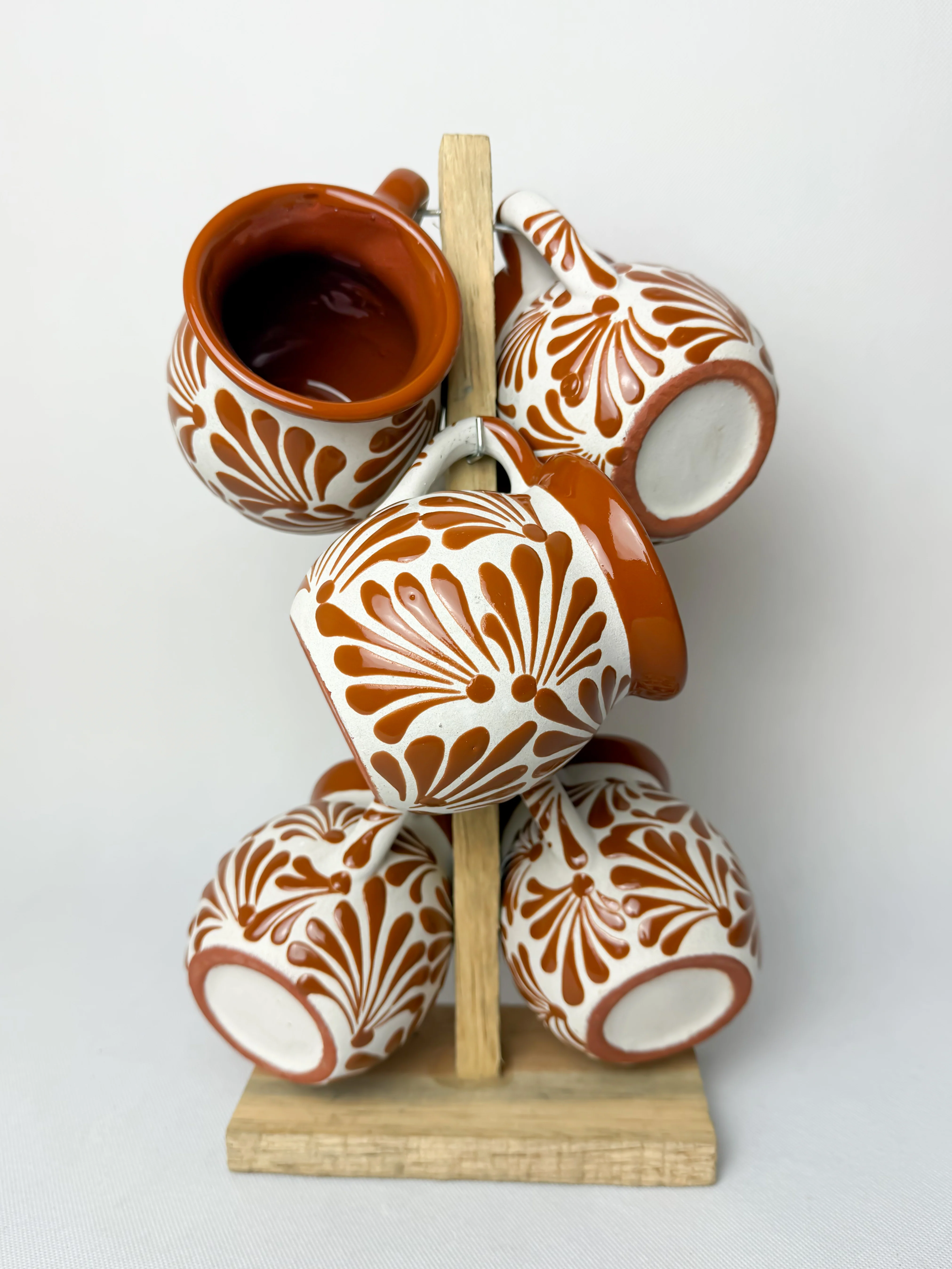 Mexican Clay Mugs 6pc Set Tazas De Barro Talavera Coffee Mug Jarritos de Barro Clay Cups