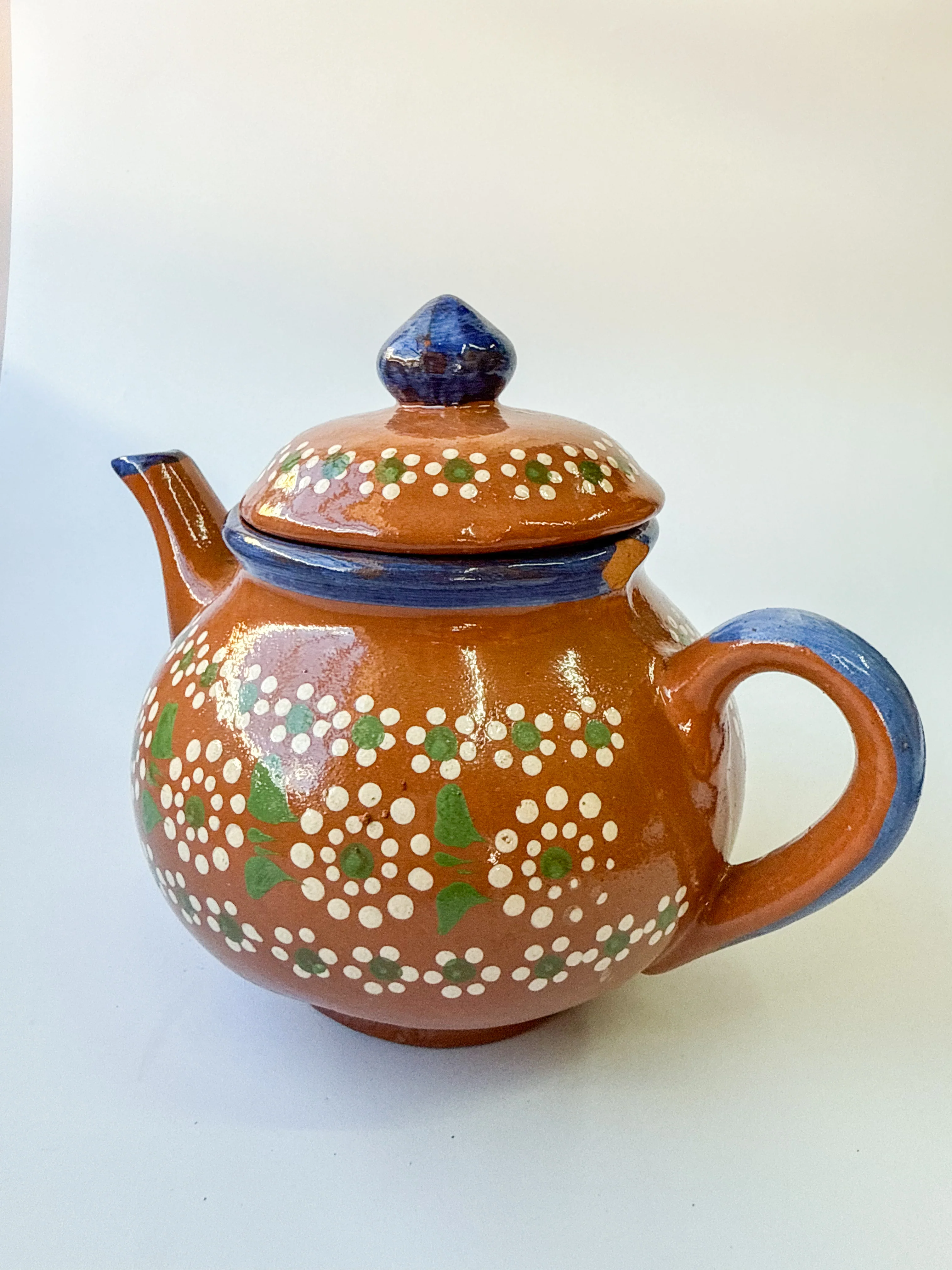 Michoacan Mexican Tea Pot Tetera de Barro Lead Free Pottery Tea Pot Mexican Clay Pot