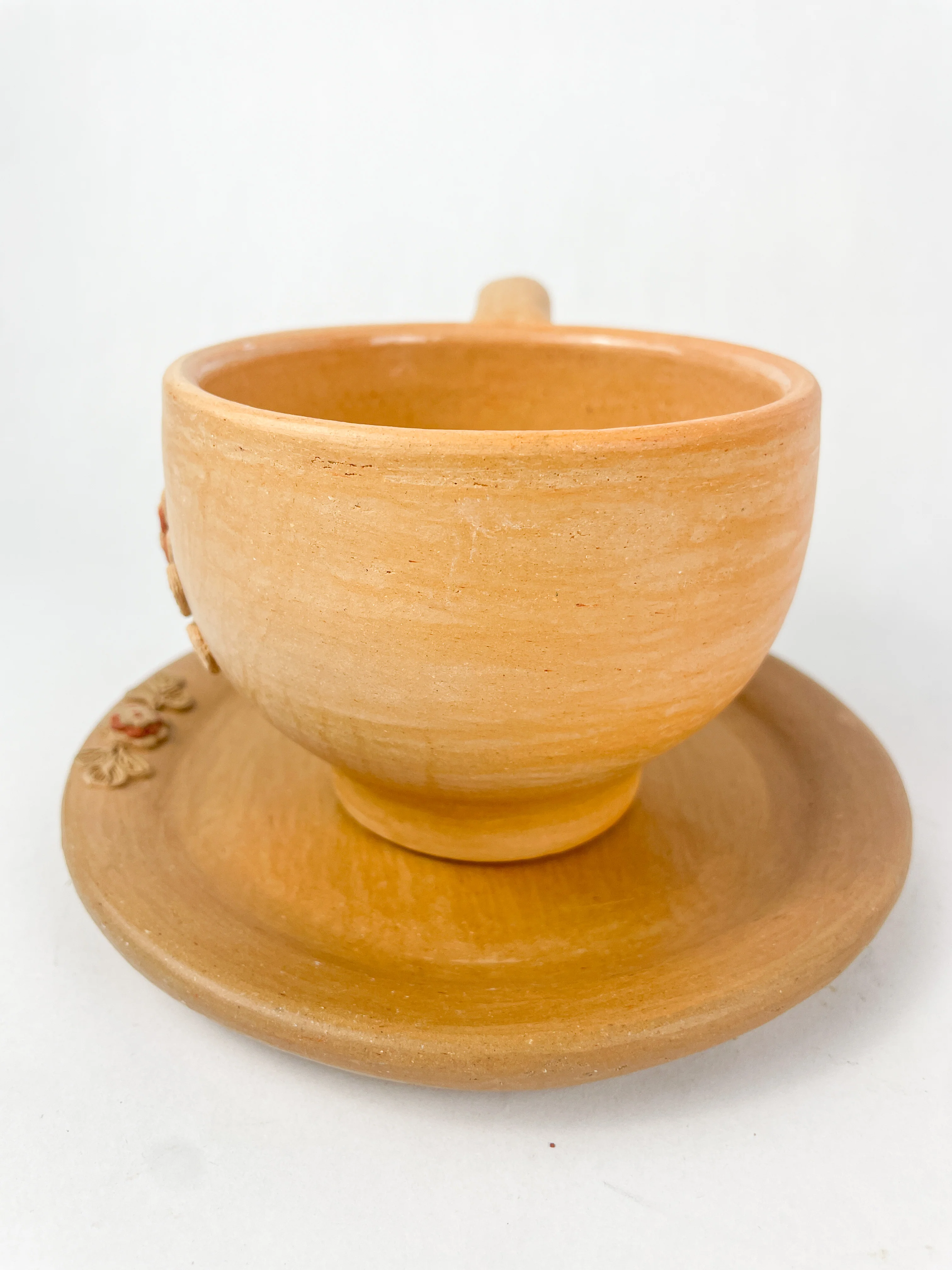 Velasco Oaxaca Pottery Mug With Plate Clay Filigree Filigrana Oaxacan Pottery Atzompa Pottery