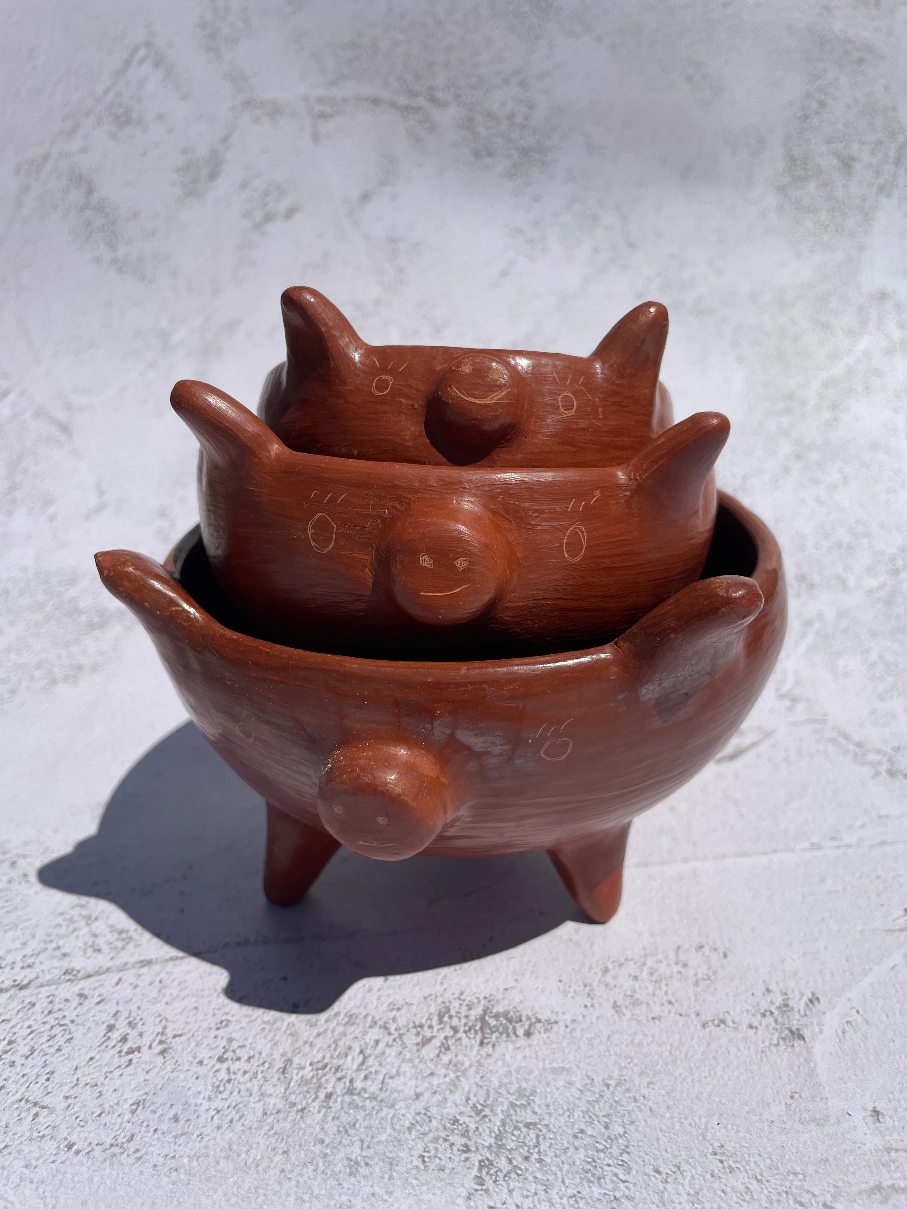Oaxaca Red Clay Piggy Bowl Salsero Marranito Barro Rojo Marranito Bowl Chochinito Bowl