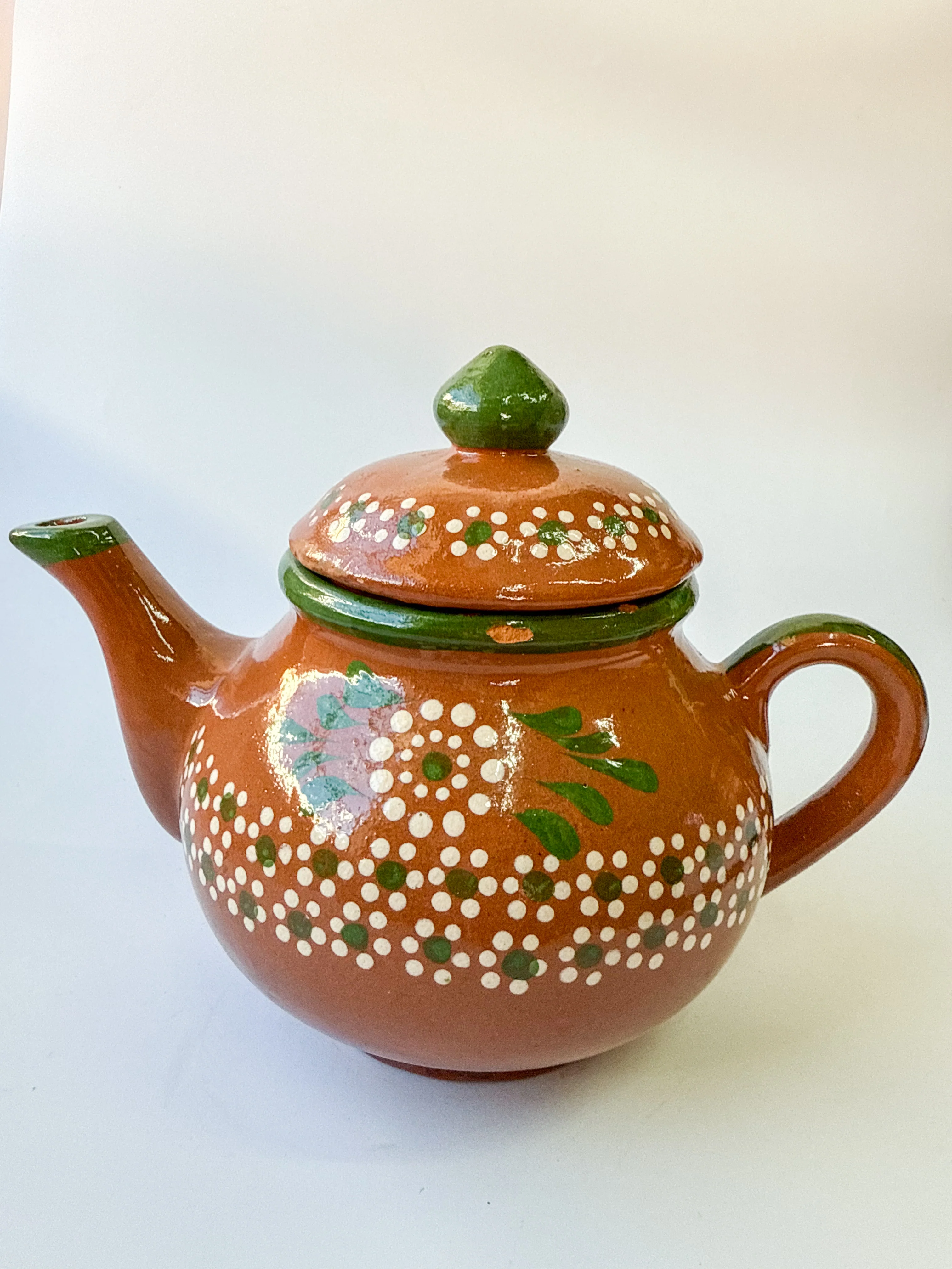 Michoacan Mexican Tea Pot Tetera de Barro Lead Free Pottery Tea Pot Mexican Clay Pot