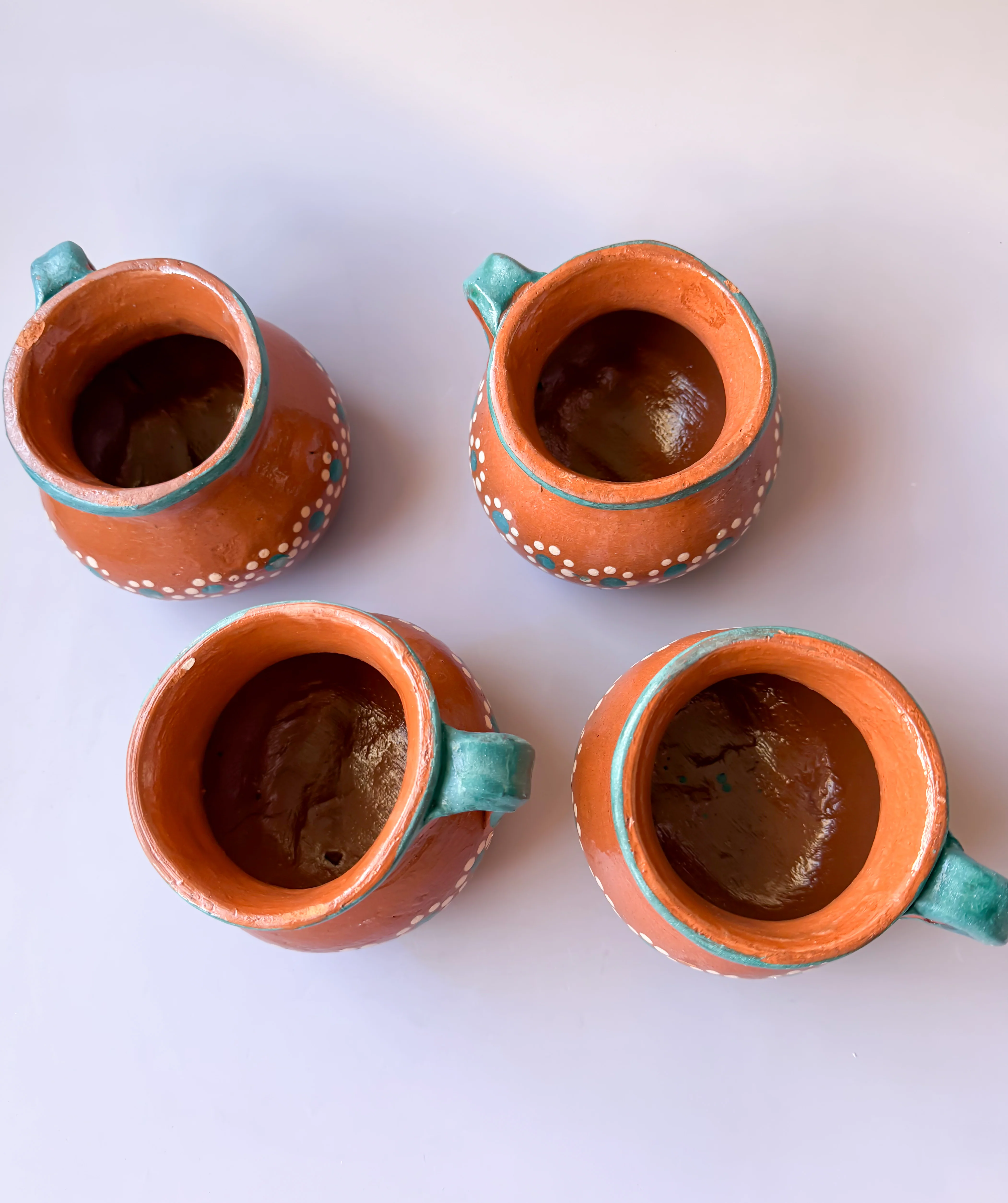 Mexican Clay Mugs Set of 4 Clay Cups Jarritos Tazas de Barro
