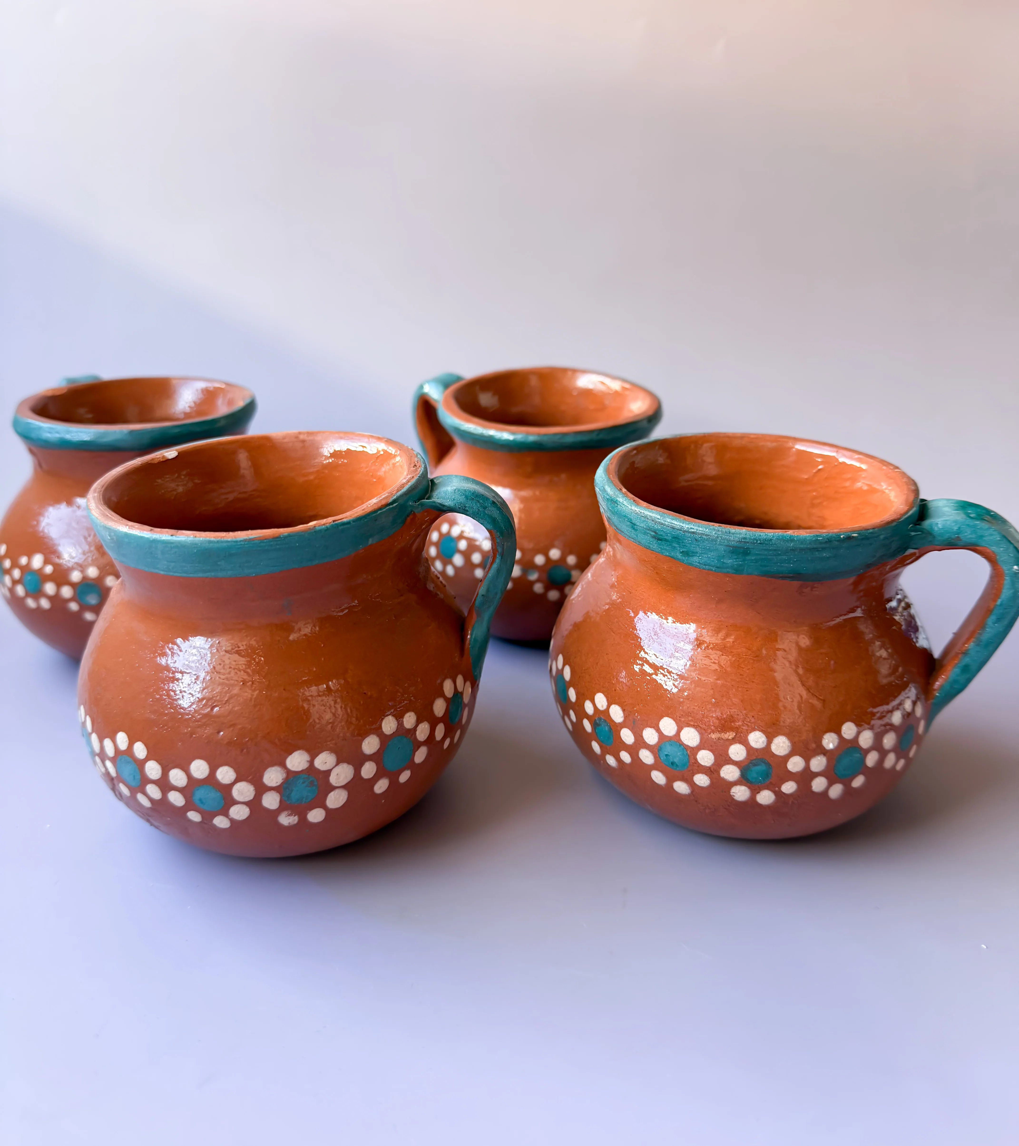 Mexican Clay Mugs Set of 4 Clay Cups Jarritos Tazas de Barro