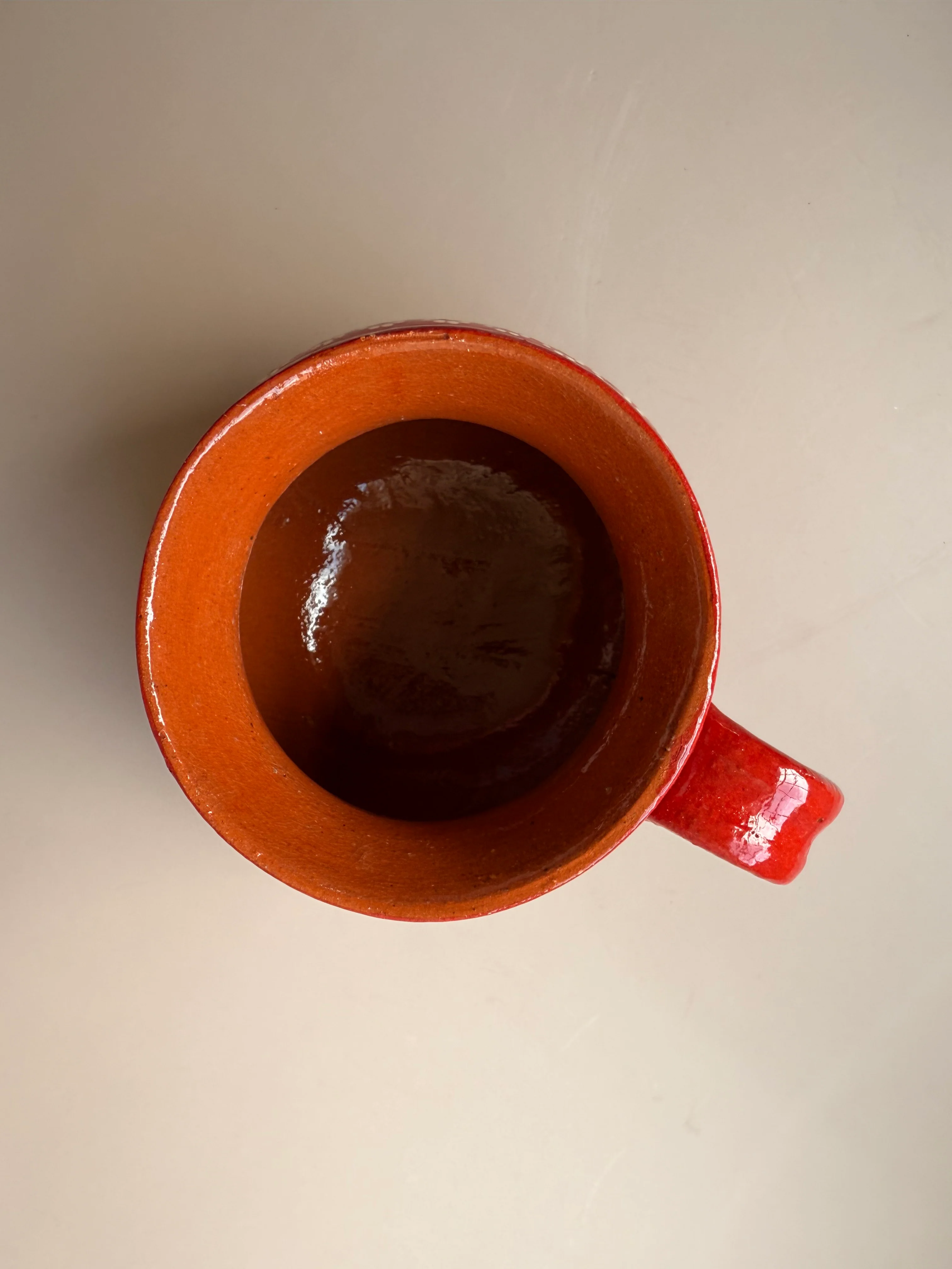 Michoacan Mexican Clay Mugs Set of 2 Capula Design Mugs Clay Mugs