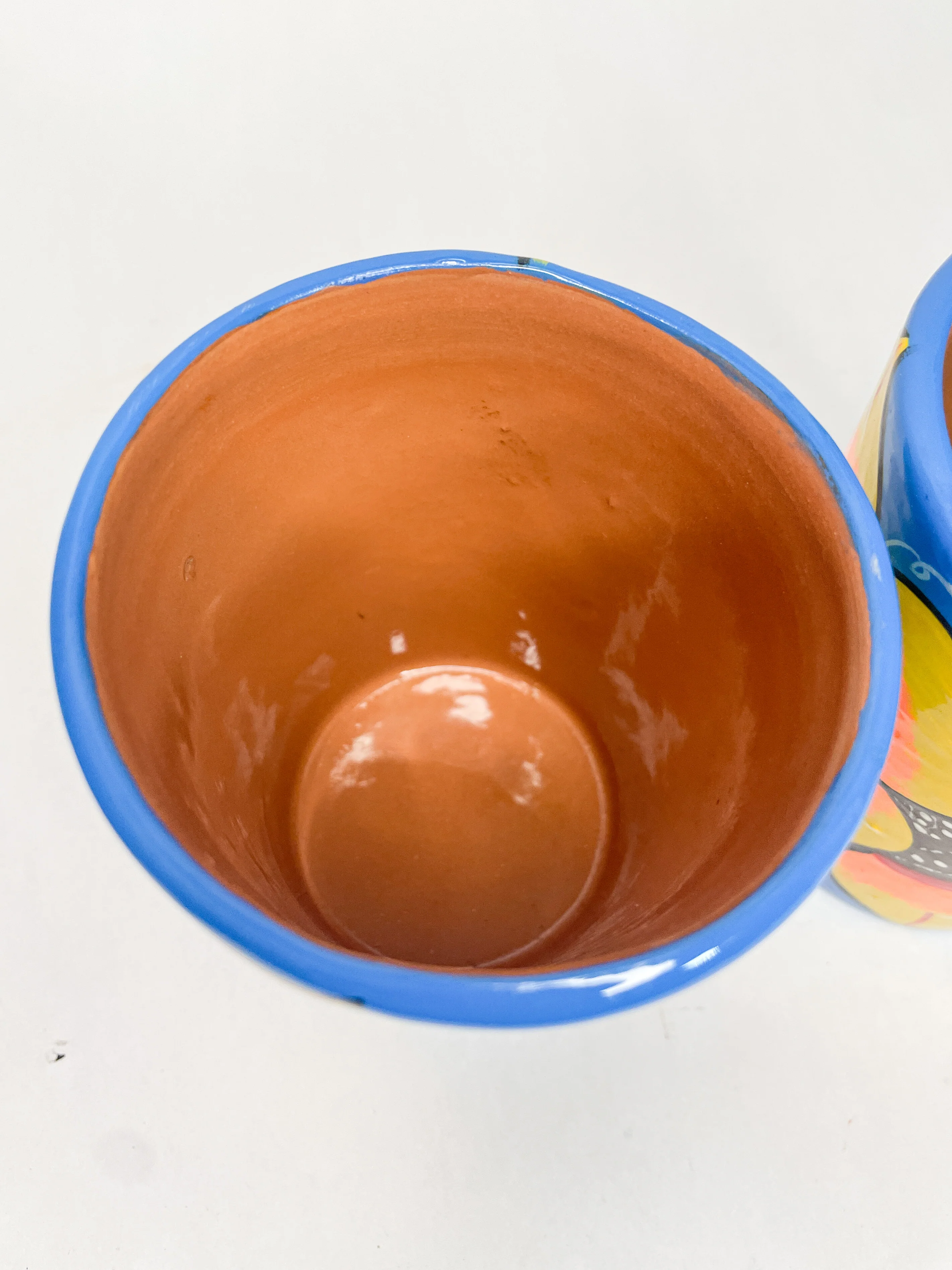 Guerrero Cups 2Pc Set Mexican Clay Tazas de Barro Cups Hand Painted Mexican Clay Mug Mexican Cups