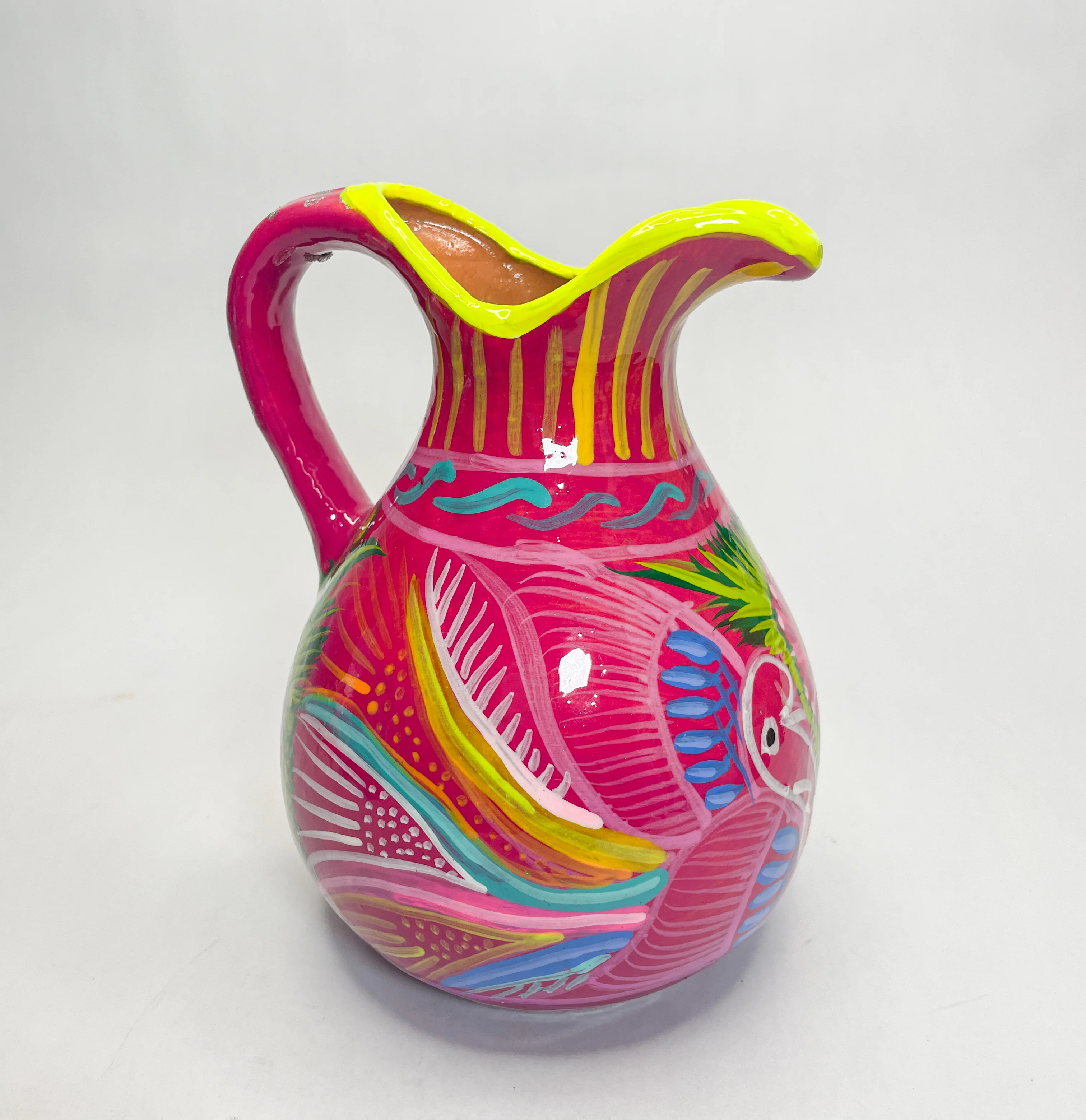 Guerrero Mexican Clay Pitcher Water Pitcher Mexican Clay Pottery Mexican Clay Art Handpainted
