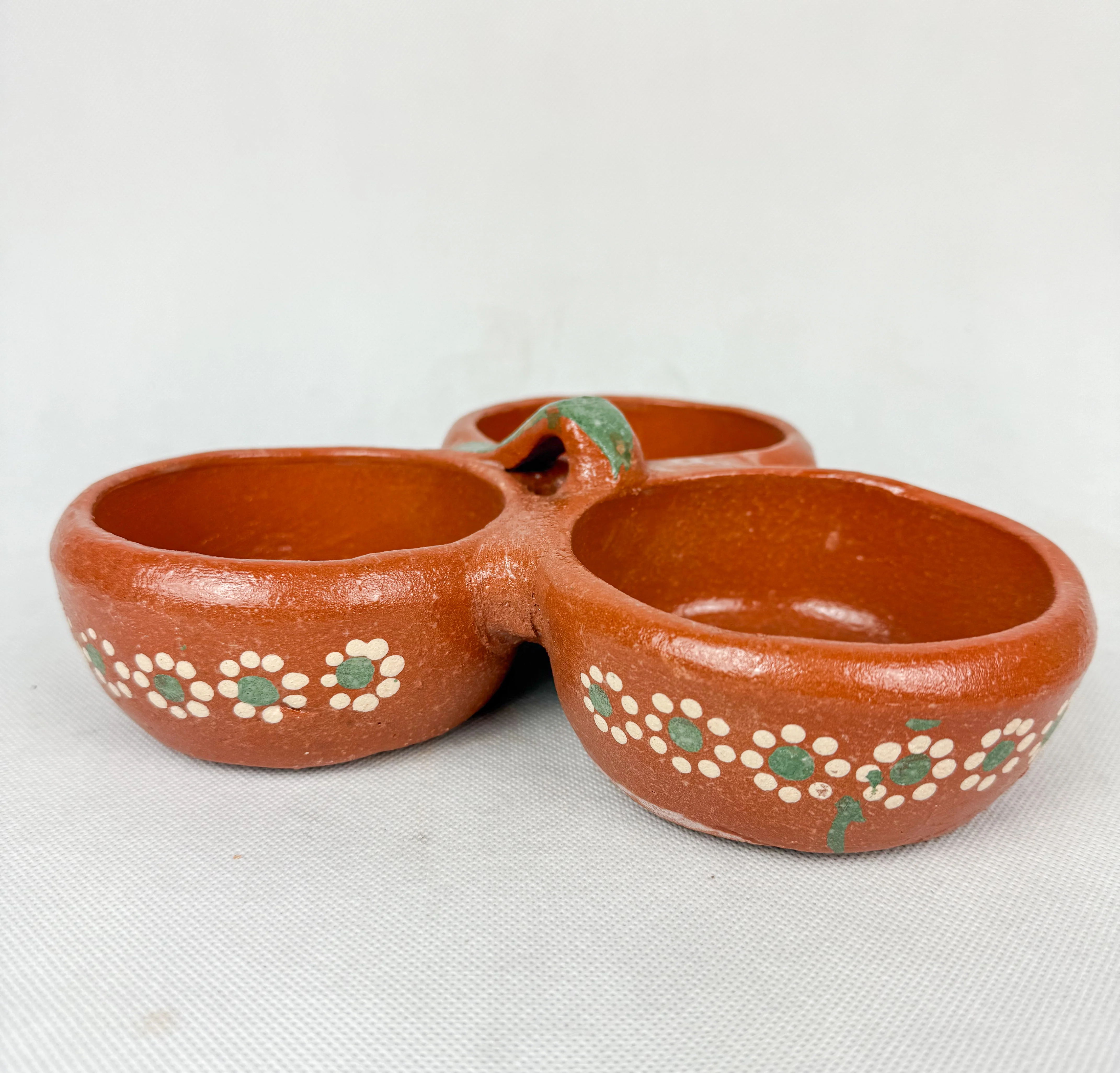Jalisco Mexican Clay 3 in 1 Bowl Salsera Mexican Salsera 3 en 1 Salsera para Tacos
