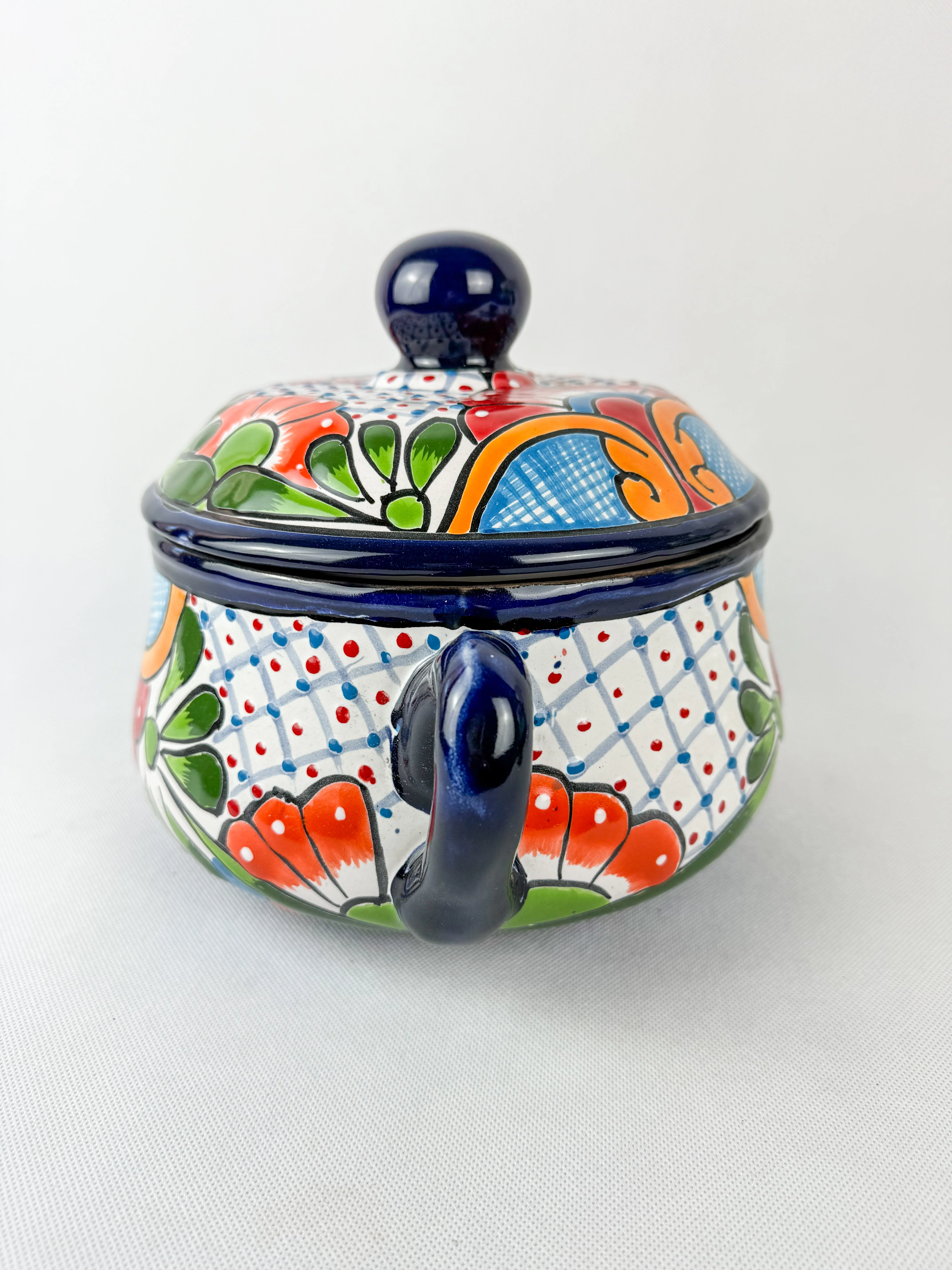 Talavera Pot Cazuela Sopera Talavera Pottery Mexican Clay Pot Colorful