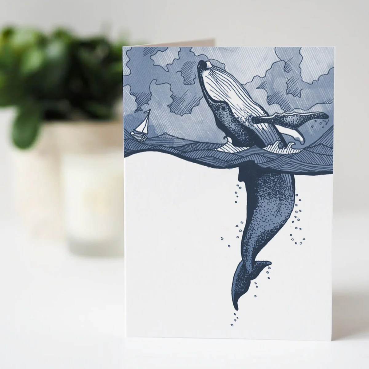 A6 Greeting Card - Humpback Whale in Stormy Seas