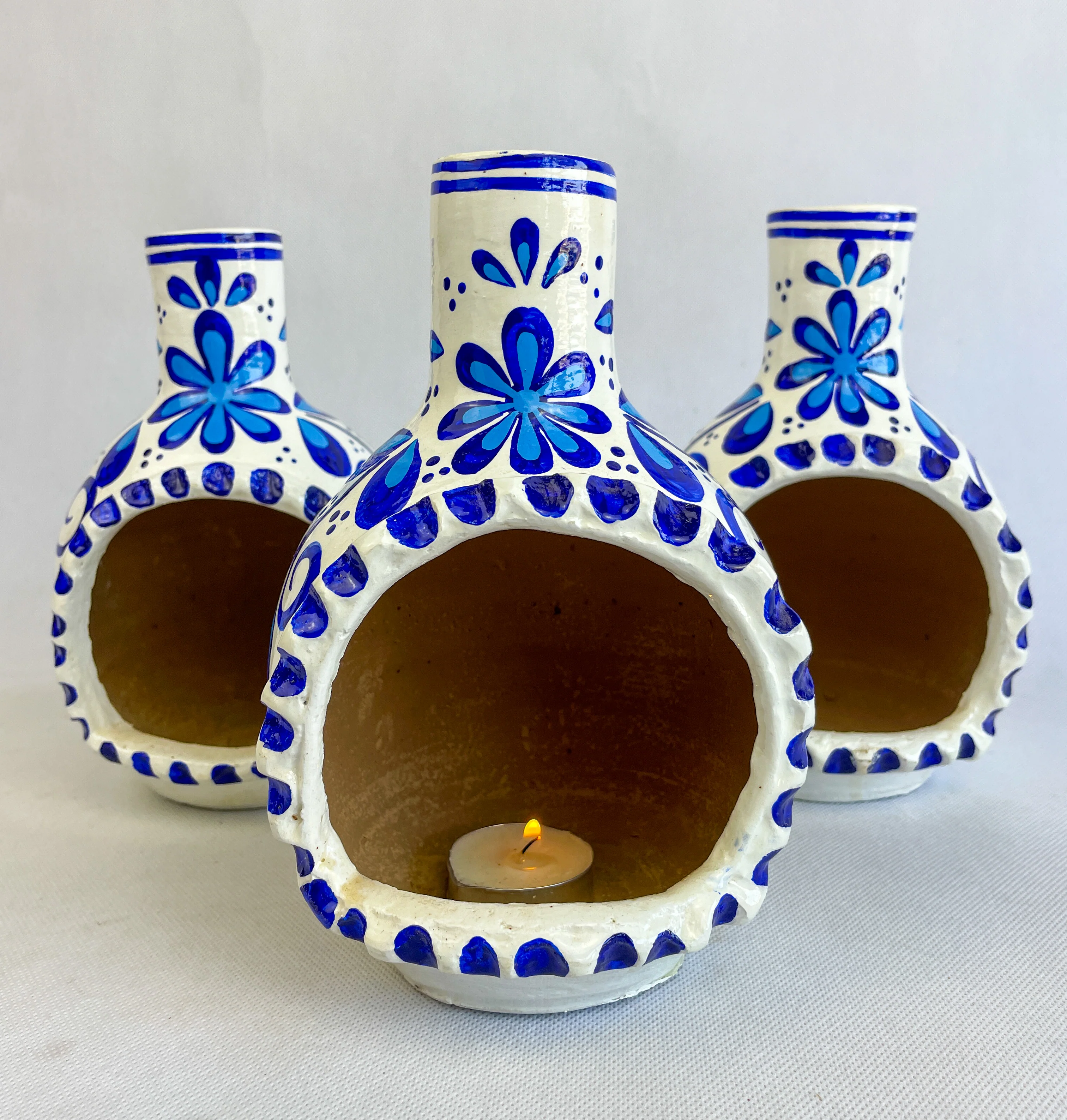 Mexican Chimenea Clay Chimeneas Mini Indoor Chimenea Incense Burner Cone Incense Burner Blue