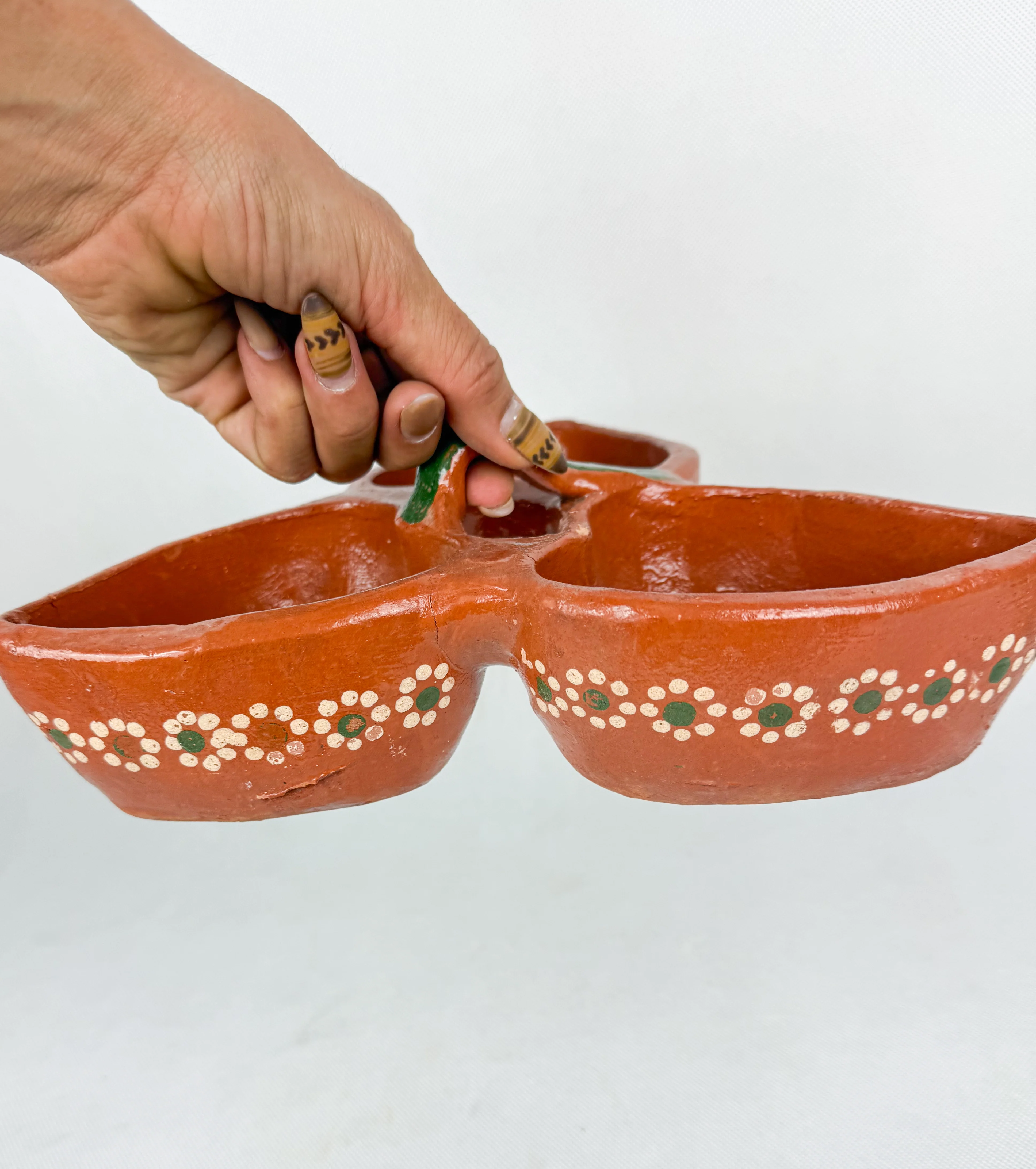 Jalisco Mexican Clay 3 in 1 Bowl Salsera Mexican Salsera 3 en 1 Salsera para Tacos