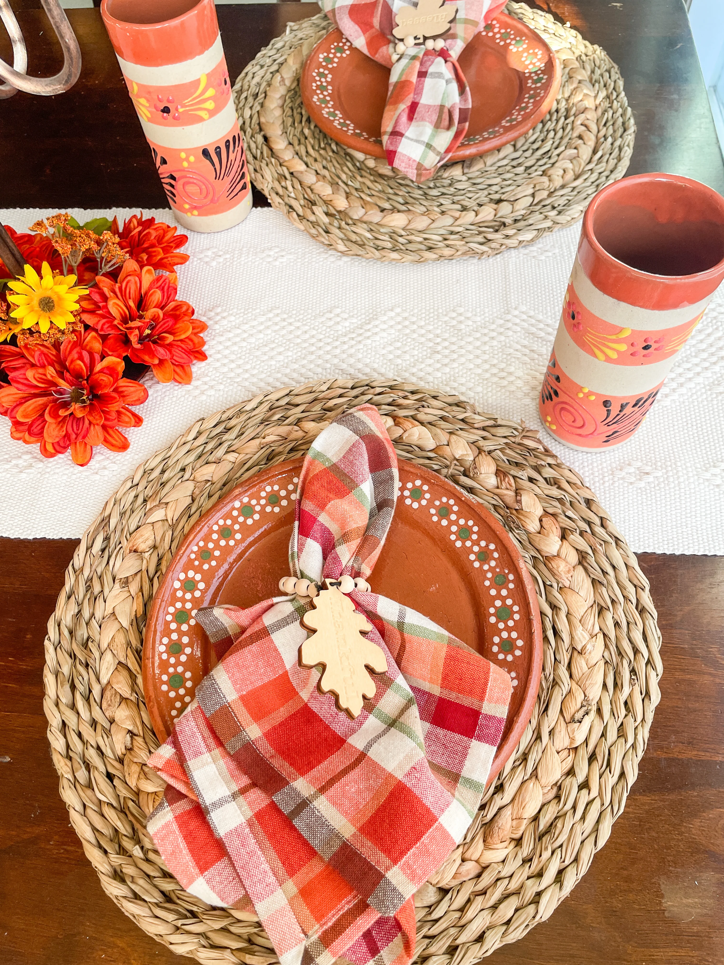 Jalisco Engobe Clay Cups Set of 2 Mexican Tumbler Vasos de Engobe Jaiboleros Vasos De Barro