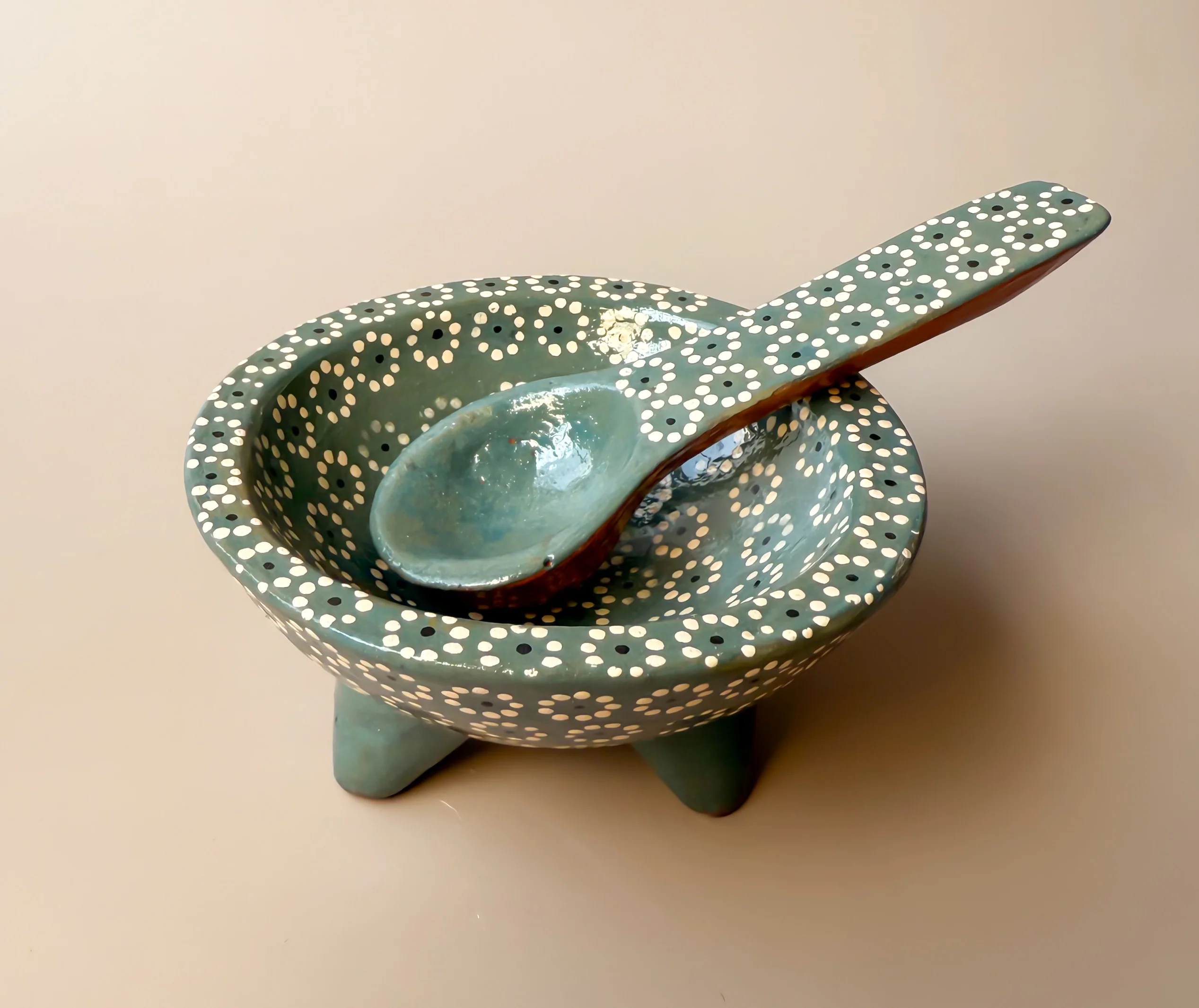 Michoacan Mexican Clay Molcajete Mexican Clay Bowl With Spoon Salsa Bowl With Spoon Traditional Mexican Bowl