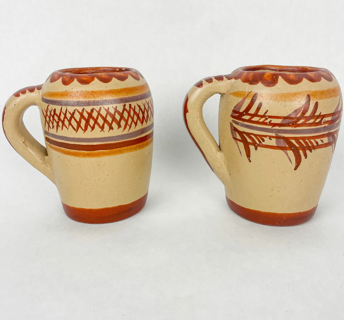 Jalisco Clay Cups Mexican Clay Cups Set of 2 Mexican Mugs Taza de Barro Jarritos De Barro