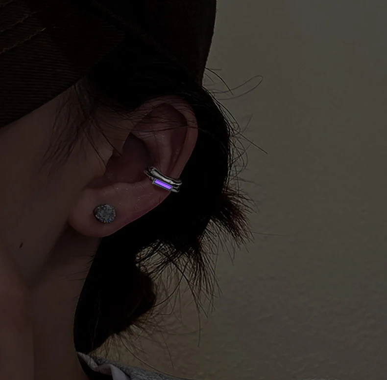 S925 Sterling Silver Double-Layer Tritium Glow Ear Cuff