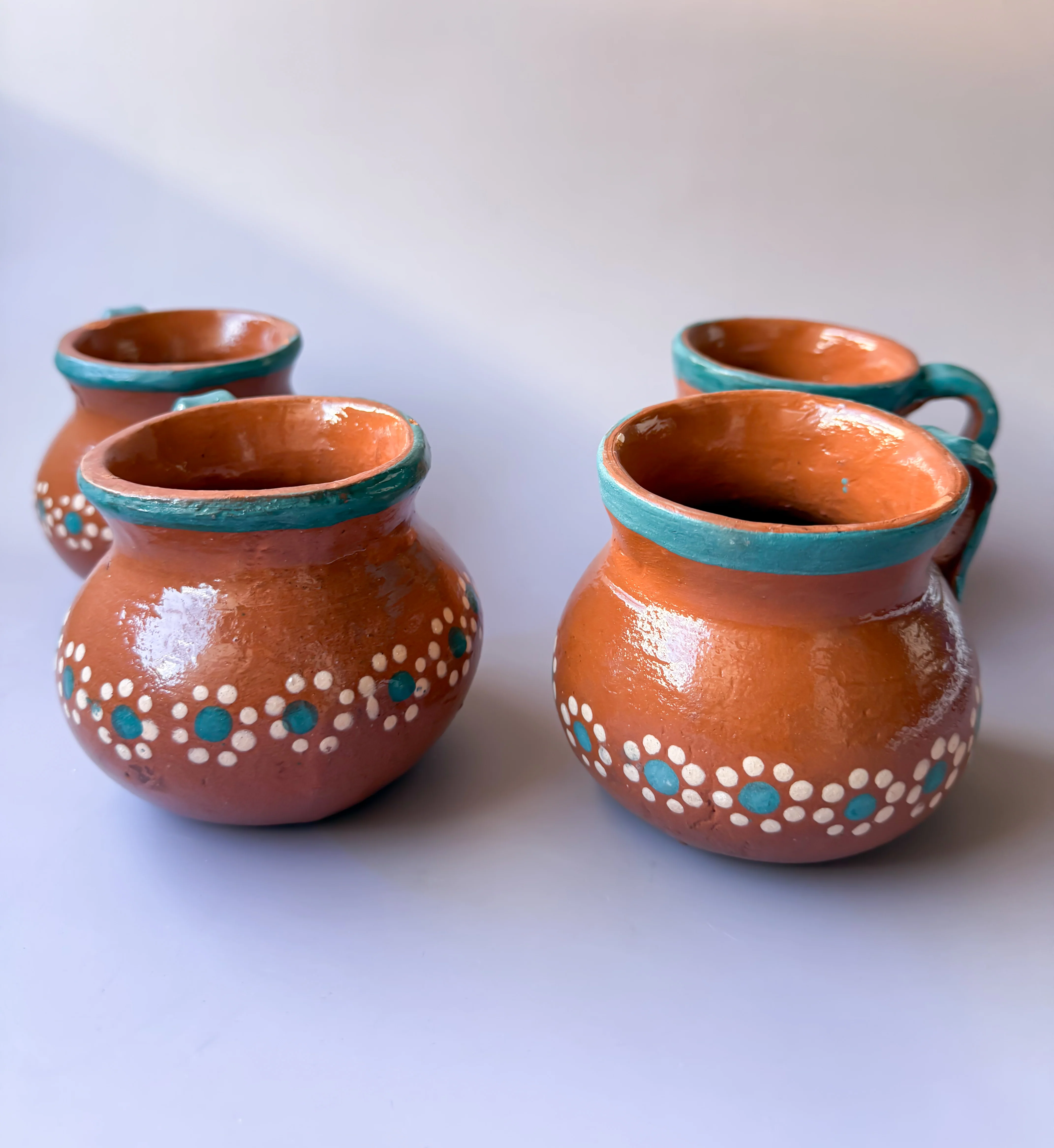 Mexican Clay Mugs Set of 4 Clay Cups Jarritos Tazas de Barro