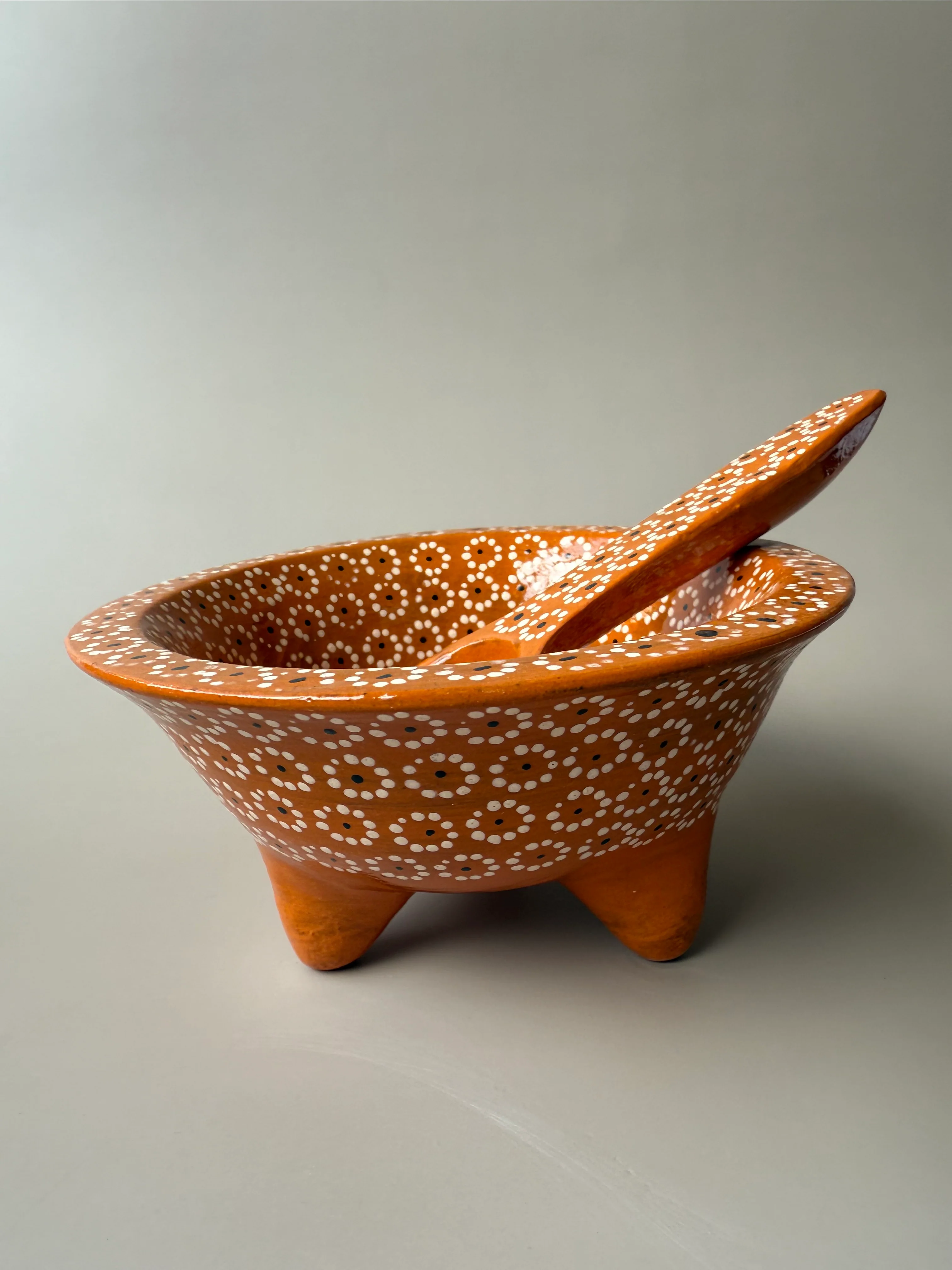 Michoacan Mexican Clay Molcajete Mexican Clay Bowl With Spoon Salsa Bowl With Spoon Traditional Mexican Bowl