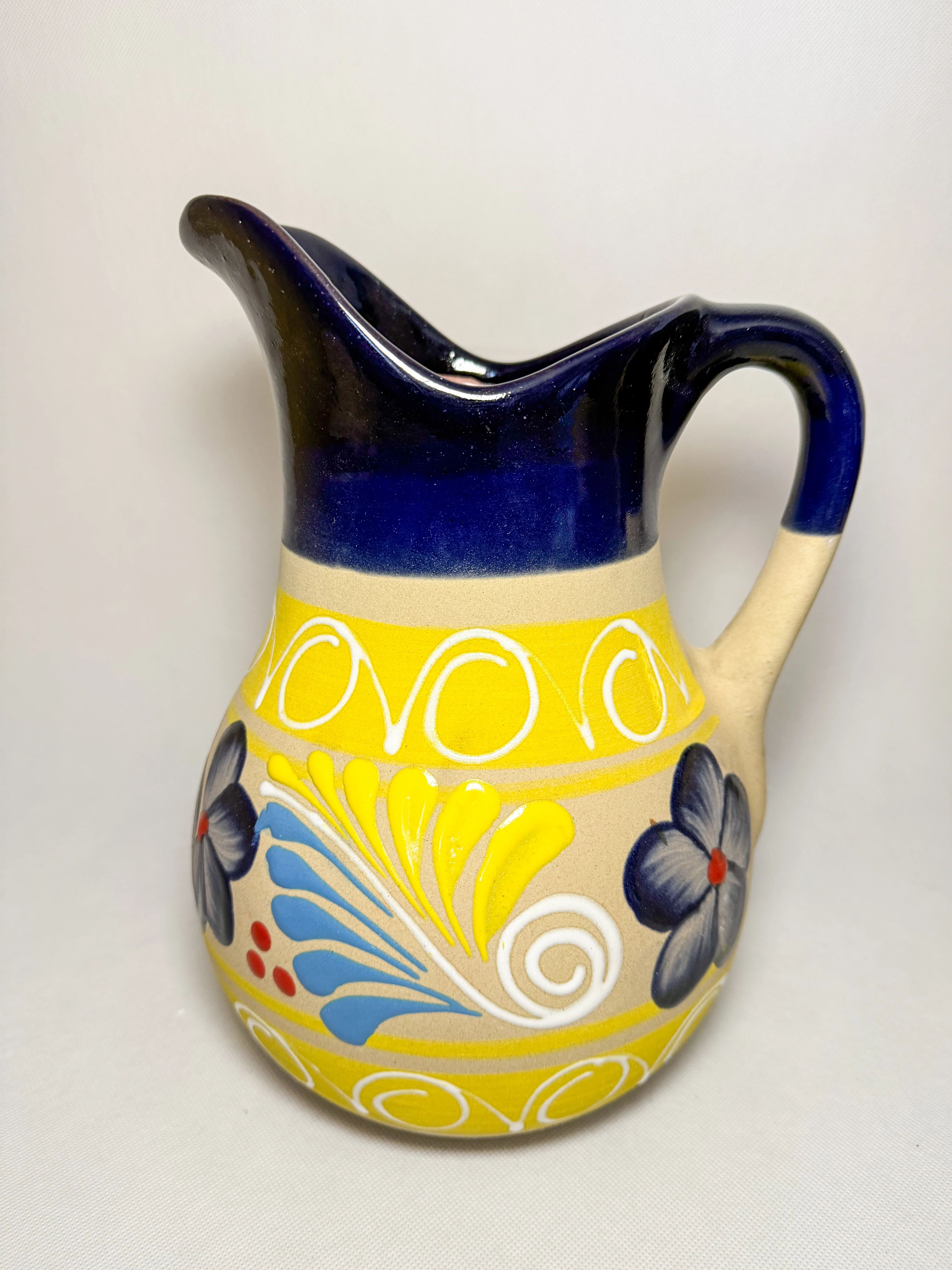 Clay Water Pitcher Set 7 Pc Mexican Clay Pitcher With Tumblers Jarra Con Vasos Black