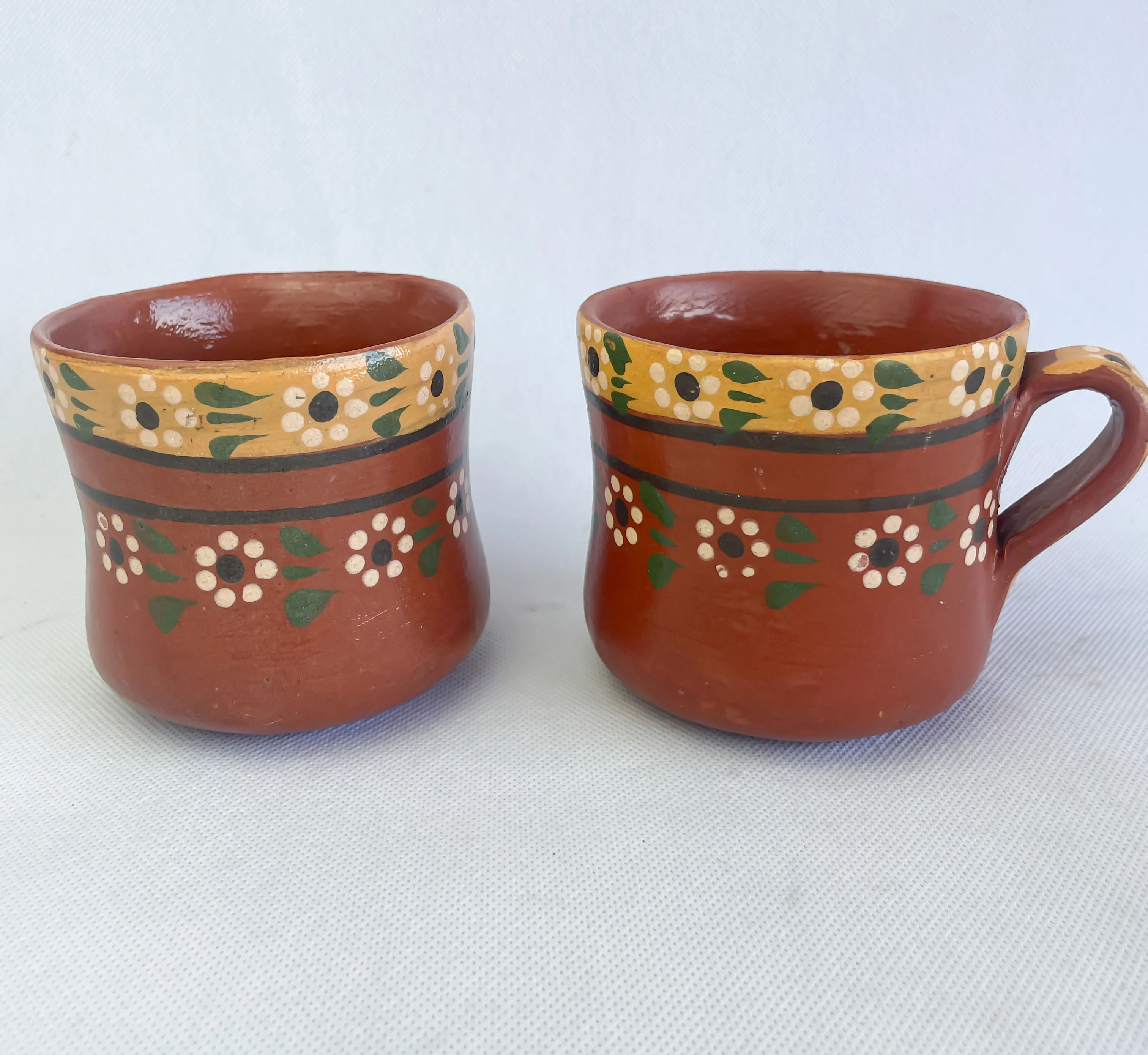Michoacan Mexican Clay Mugs 4pc Set Mexican Cups Tazas De Barro Lead Free