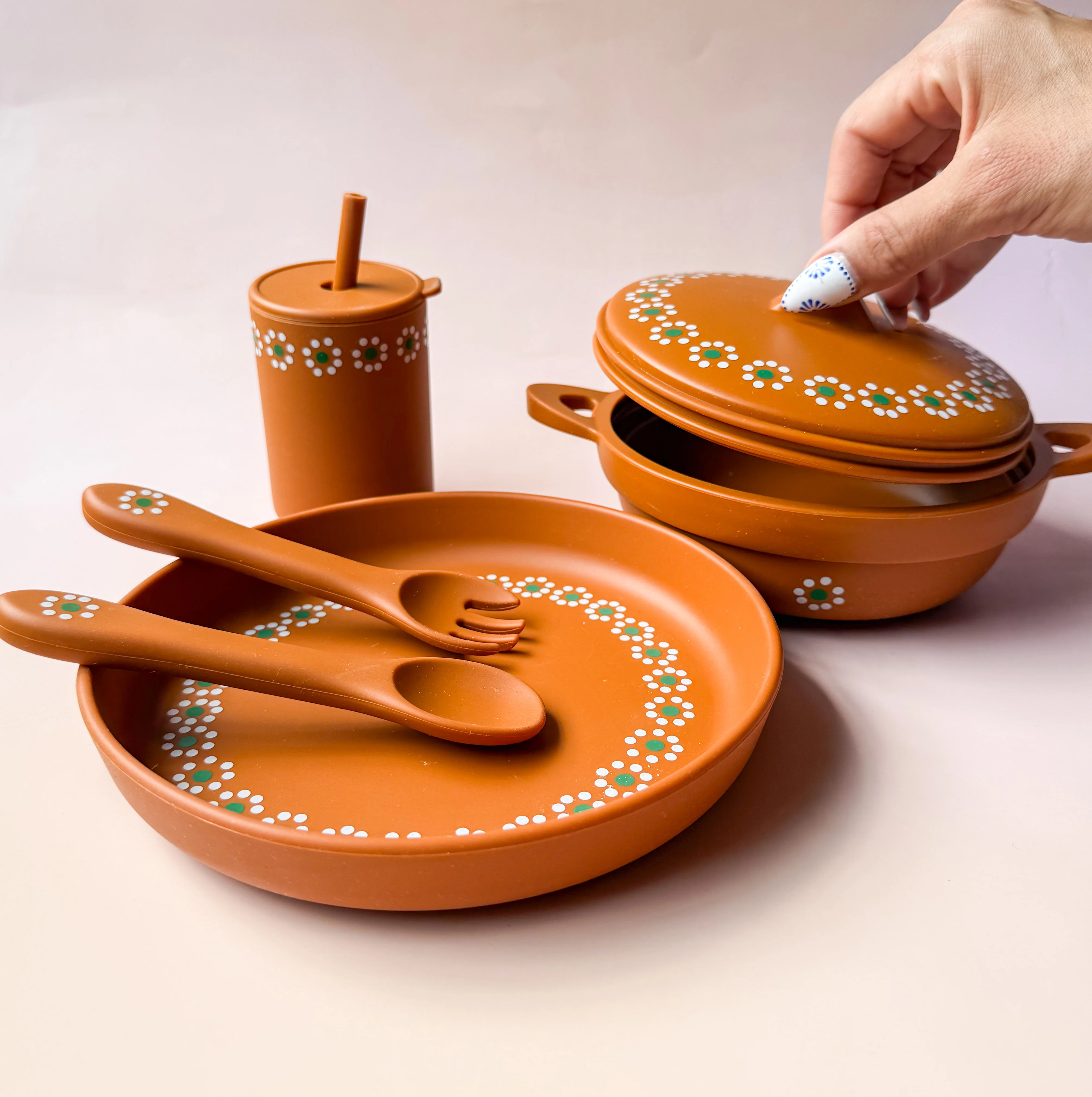Mexican Clay Plate Baby Mexican Inspired Silicone Barro Meal Set