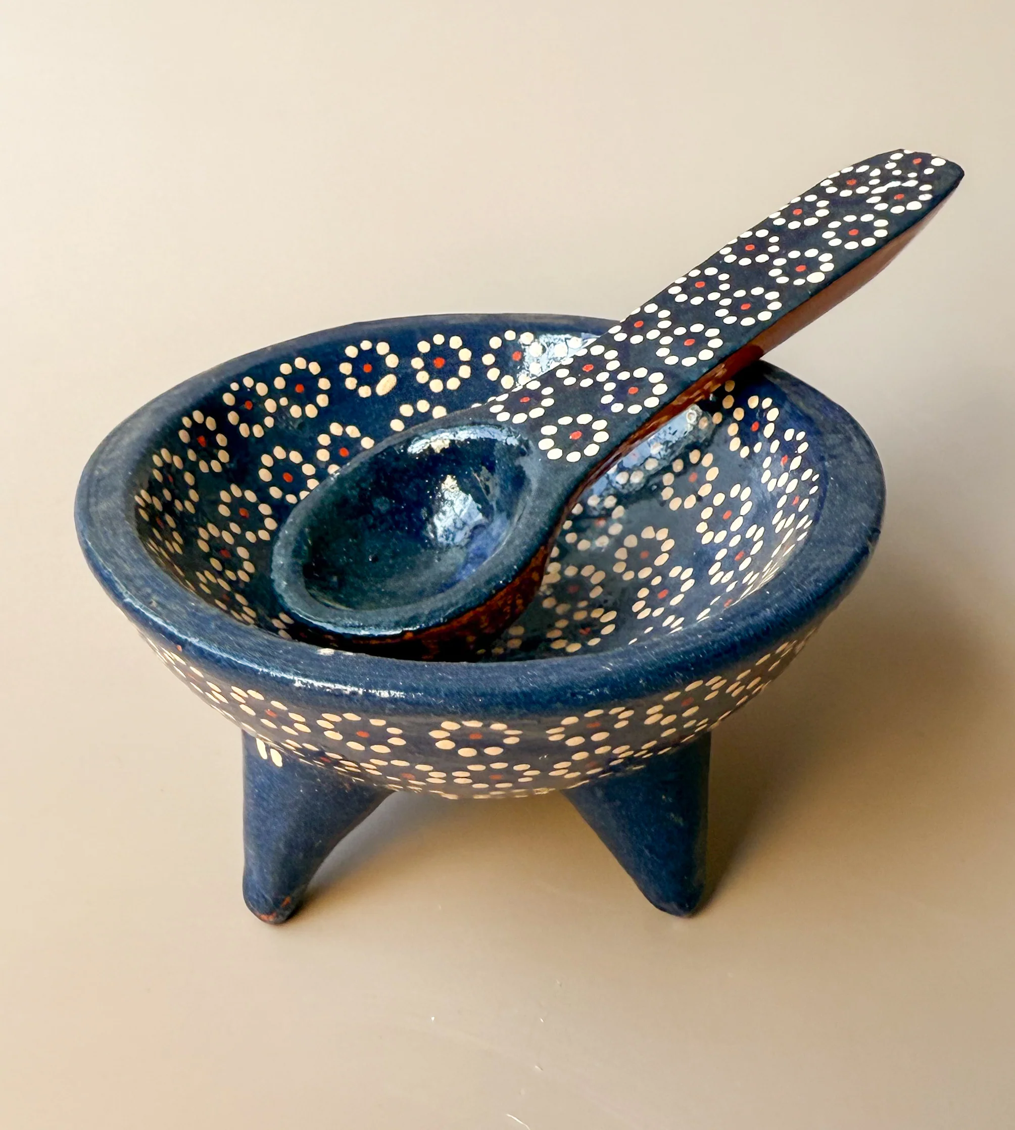 Michoacan Mexican Clay Molcajete Mexican Clay Bowl With Spoon Salsa Bowl With Spoon Traditional Mexican Bowl