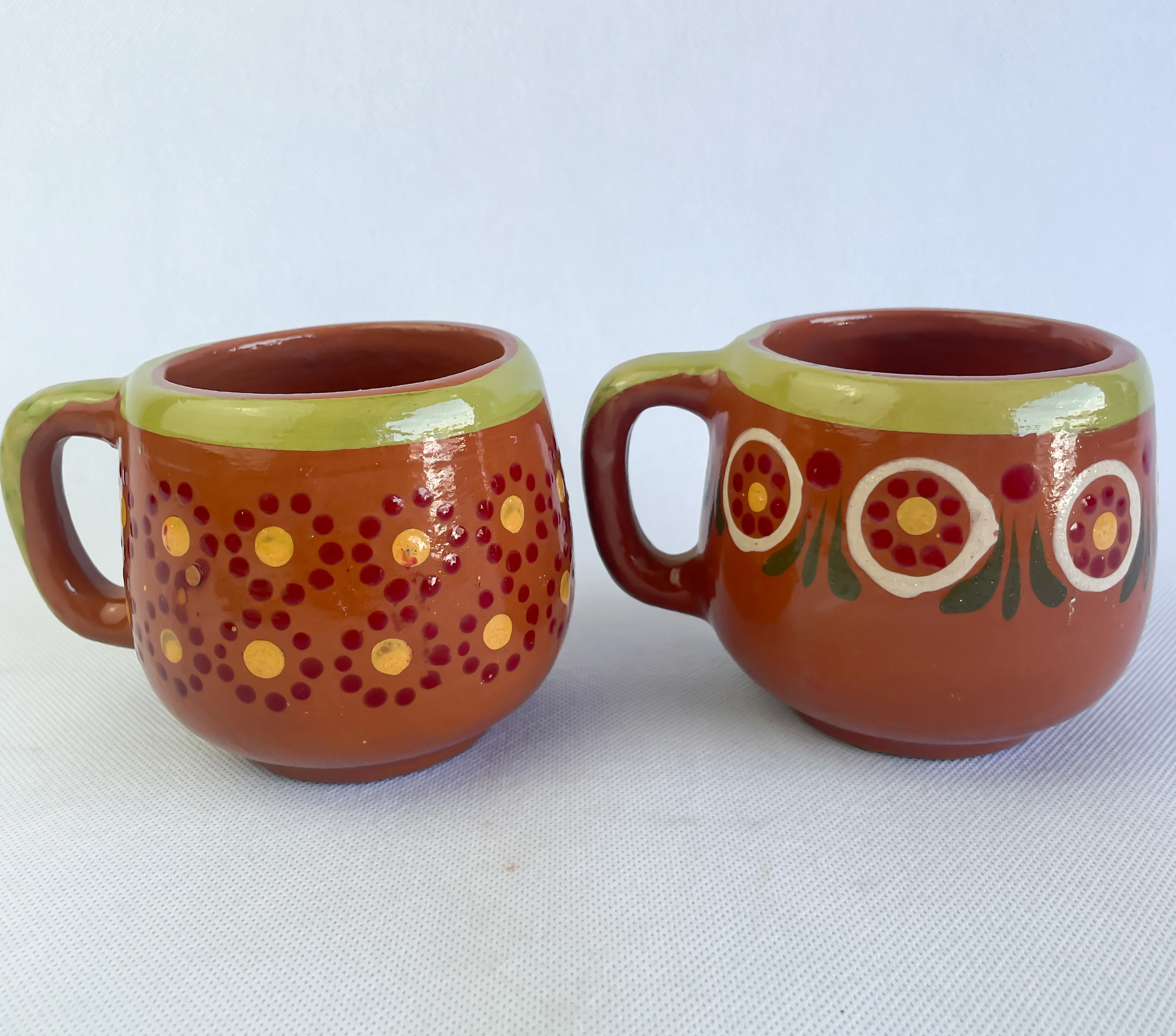 Michoacan Mexican Clay Mugs 4pc Set Mexican Cups Tazas De Barro Lead Free