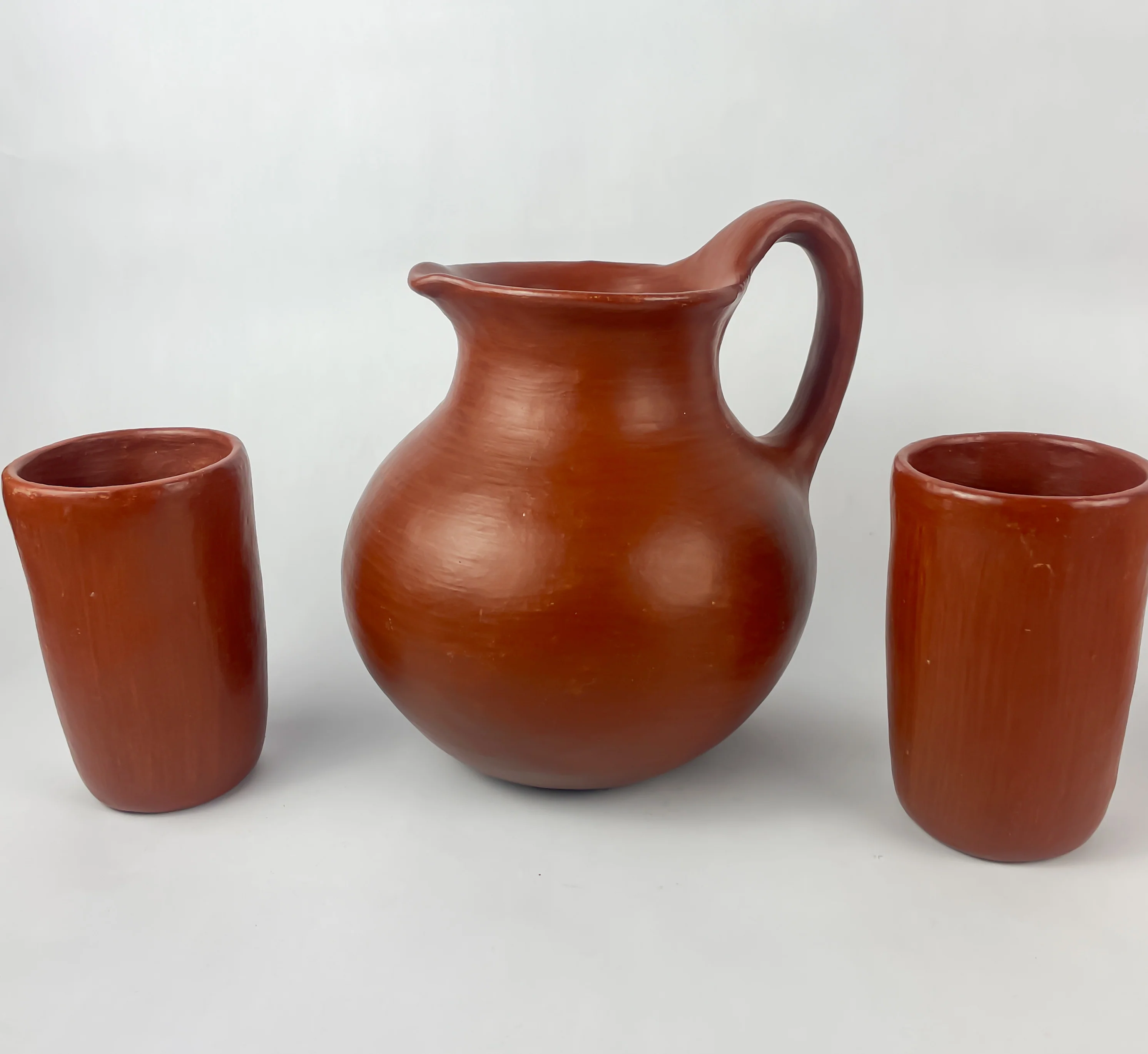 Oaxaca Red Clay Pottery Cups Set of 2 Tumblers Vasos Barro Mexican Red Clay Pottery Oaxaca Clay Pottery San Marcos Tlapazola Red Clay Pottery